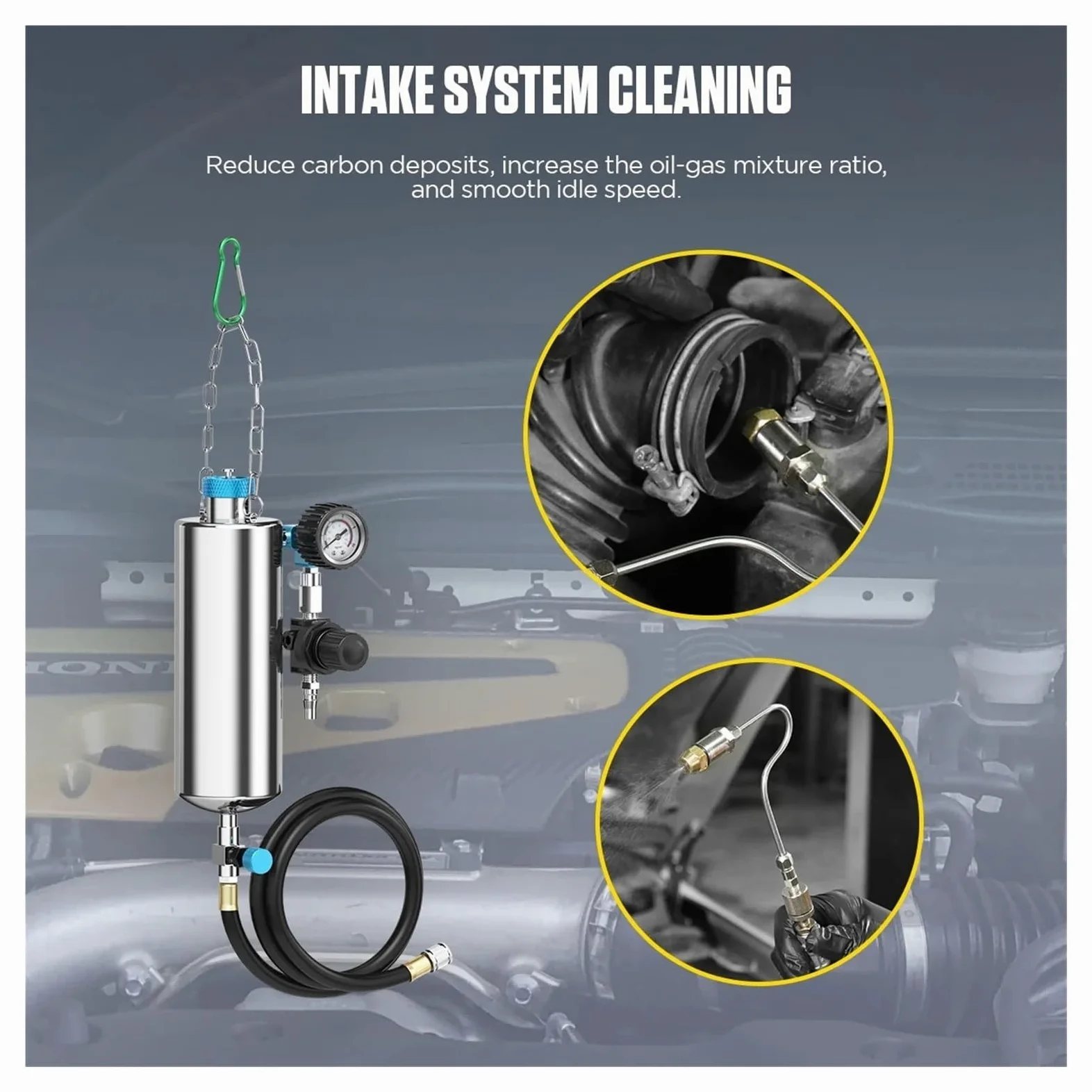 Limpiador de inyectores de Combustible for automóvil AUTOOL C80, comprobador de inyectores, Herramienta de Lavado sin Desmontar, Compatible con Gasolina, Herramienta de Lavado y Limpiador diésel