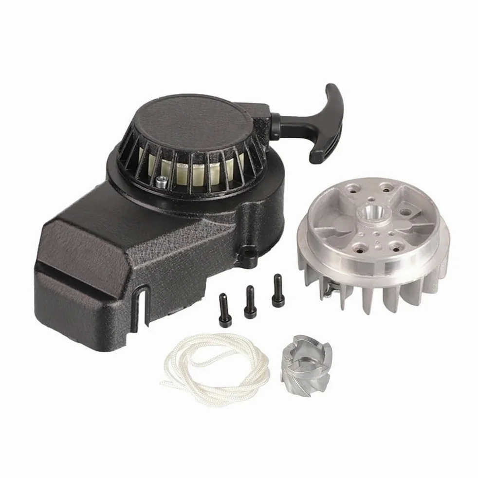 Motor de Retroceso de Bicicleta de Bolsillo de 47cc y 49cc, arrancador de tracción, Volante magnético Apto for MiN Moto Scooter de 2 Tiempos, Piezas de ATV Quad Dirt Bike for niños(B-Pull Starter)