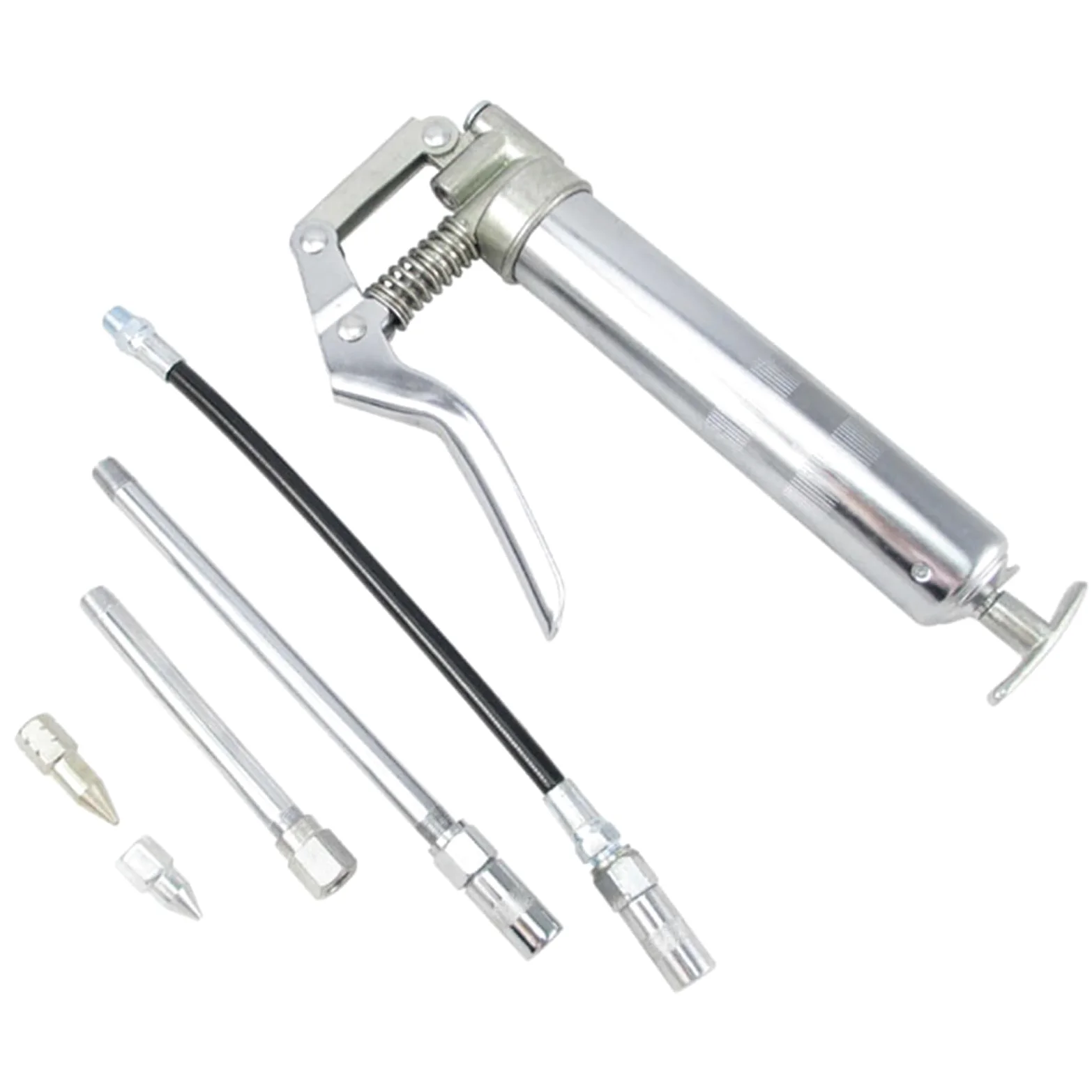 Boquilla Bomba de Engrase Herramienta de Pistola de engrase de 120CC, Conjunto de máquina de engrase de Manguera, reparación de vehículos de lubricación Boquilla engrasadora