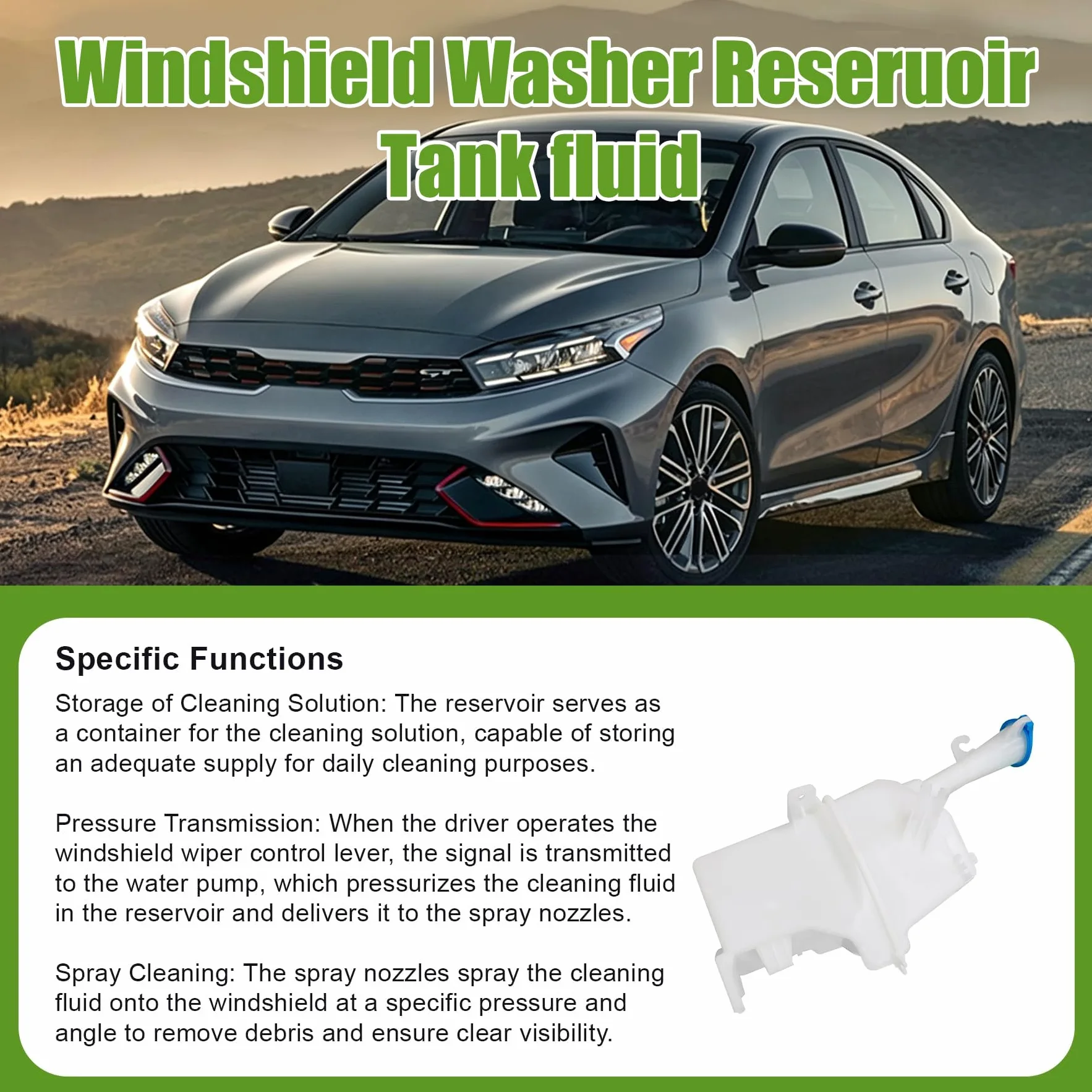 XQSMWF Depósito de líquido para limpiaparabrisas 98611M7100 compatible con Kia Forte 2019-2023