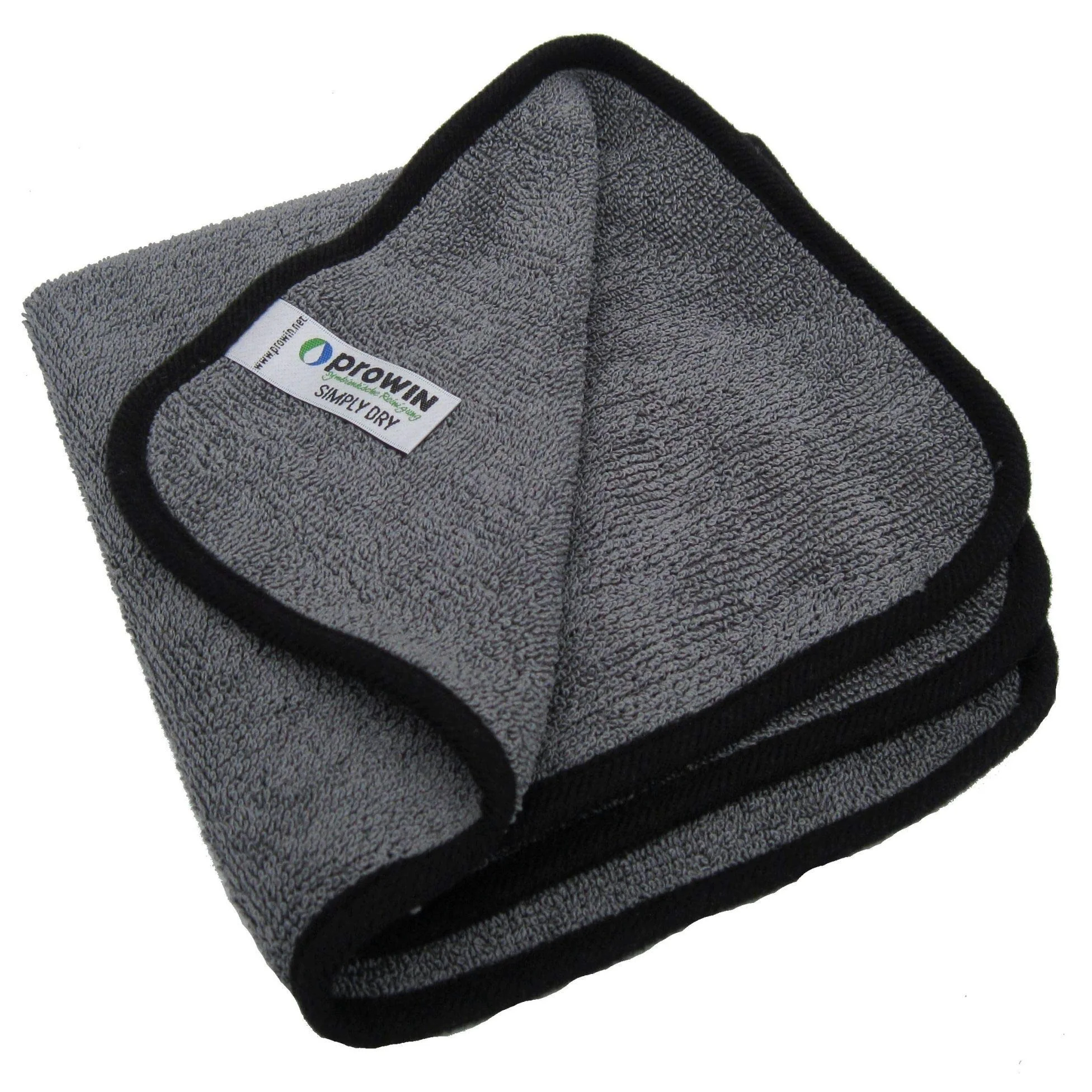 ProWin Simpy Dry - Paño de secado (40 x 40 cm, microfibra), color gris y negro