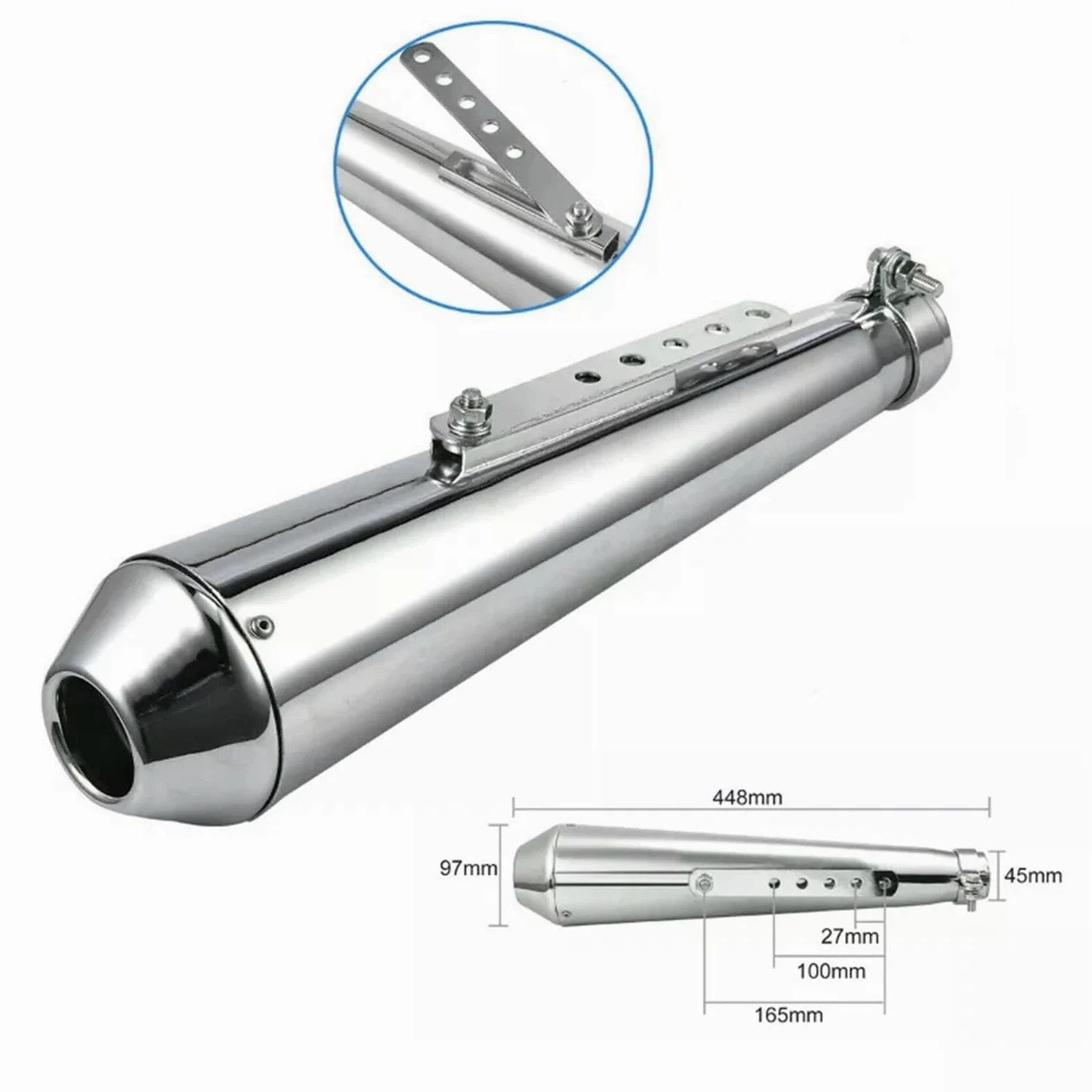 Tubo de Escape de Escudo térmico de Escape Silenciador de escape para motocicleta, estilo retro vintage clásico, galvanizado, Compatible con Harley Cafe Racer Bobber CG125 SR400(Black)