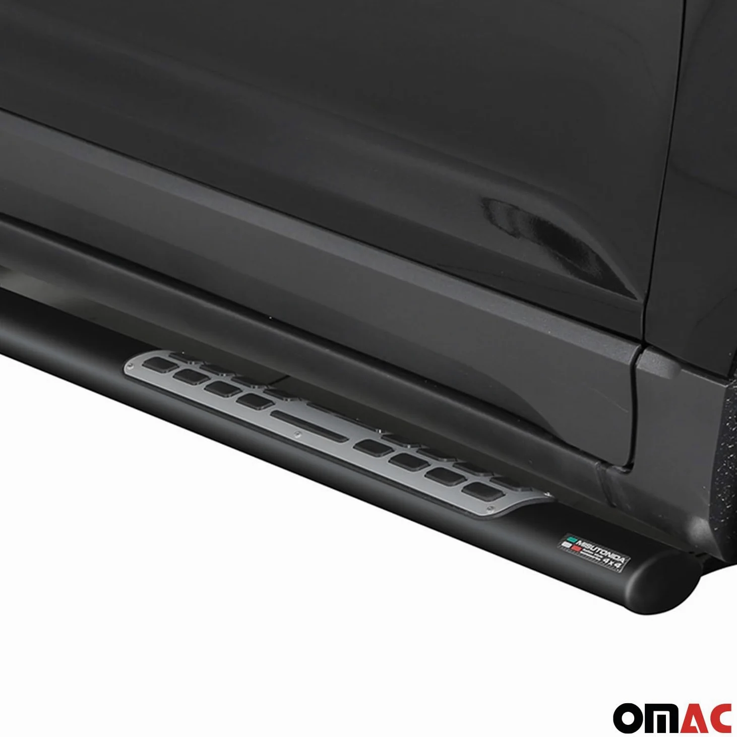OMAC Acero INOX Faldones Laterales Schwellerrohre Compatible con Ford Ecosport 2013-2017 Negro