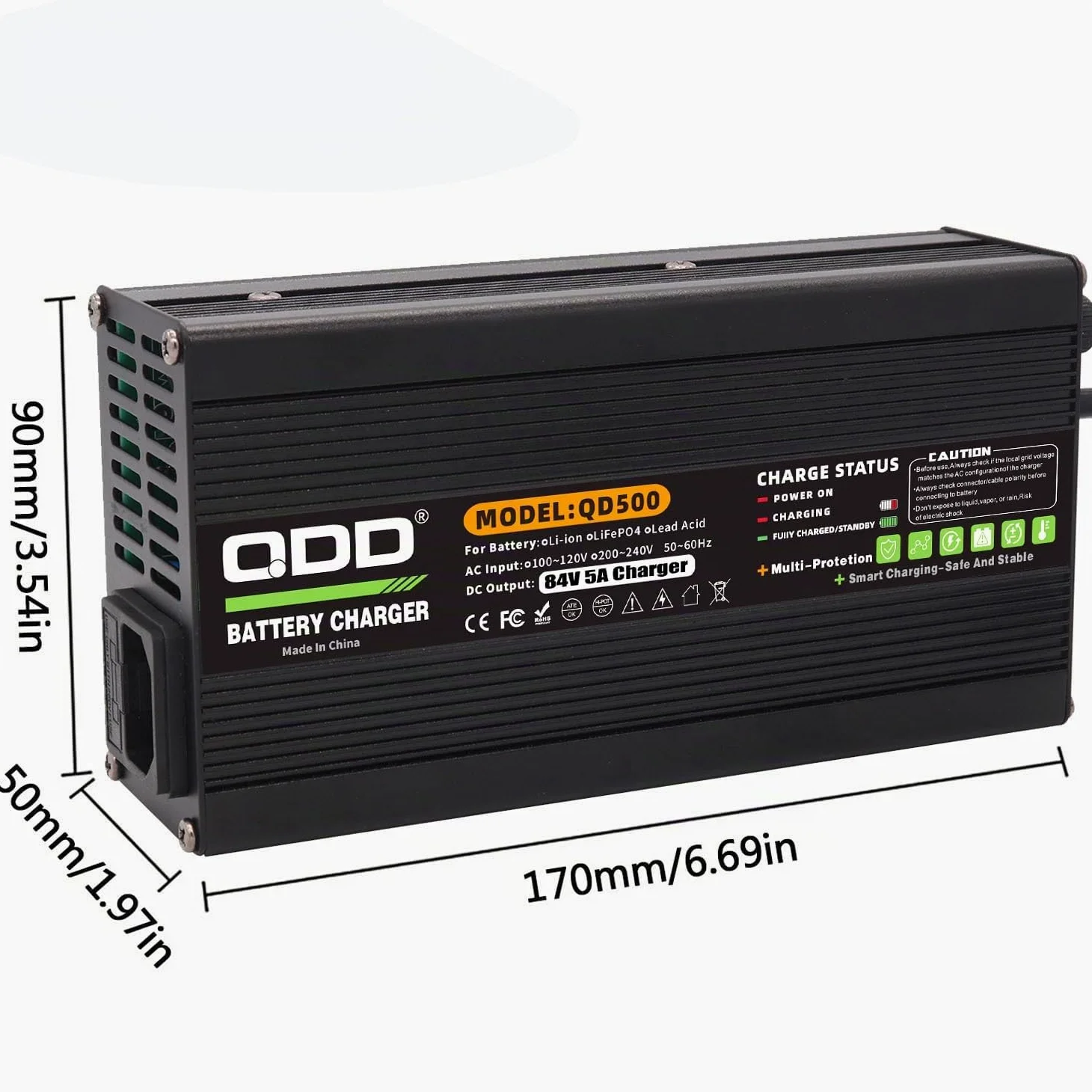 QDD Cargador de batería de litio para motocicleta eléctrica, 84 V, 5 A, 72 V 20S, cargador rápido universal para motocicleta eléctrica, con conector Anderson