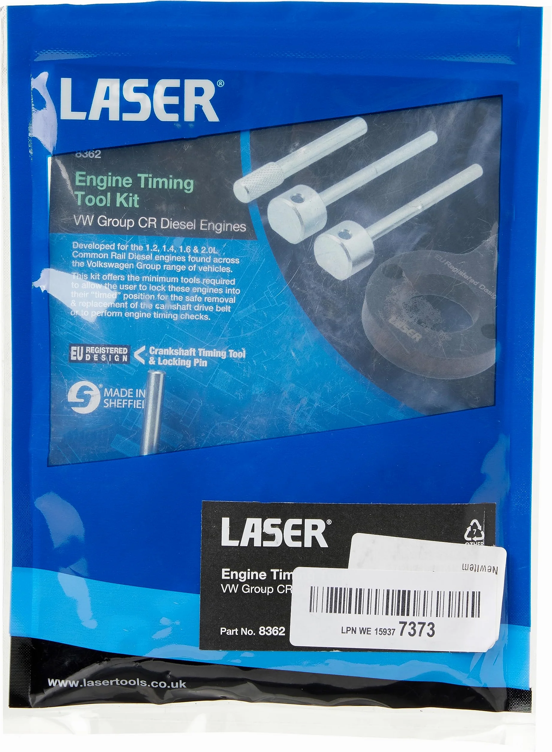 LASER TOOLS 8362 Herramienta de montaje correa distribución cromo negro (2x)