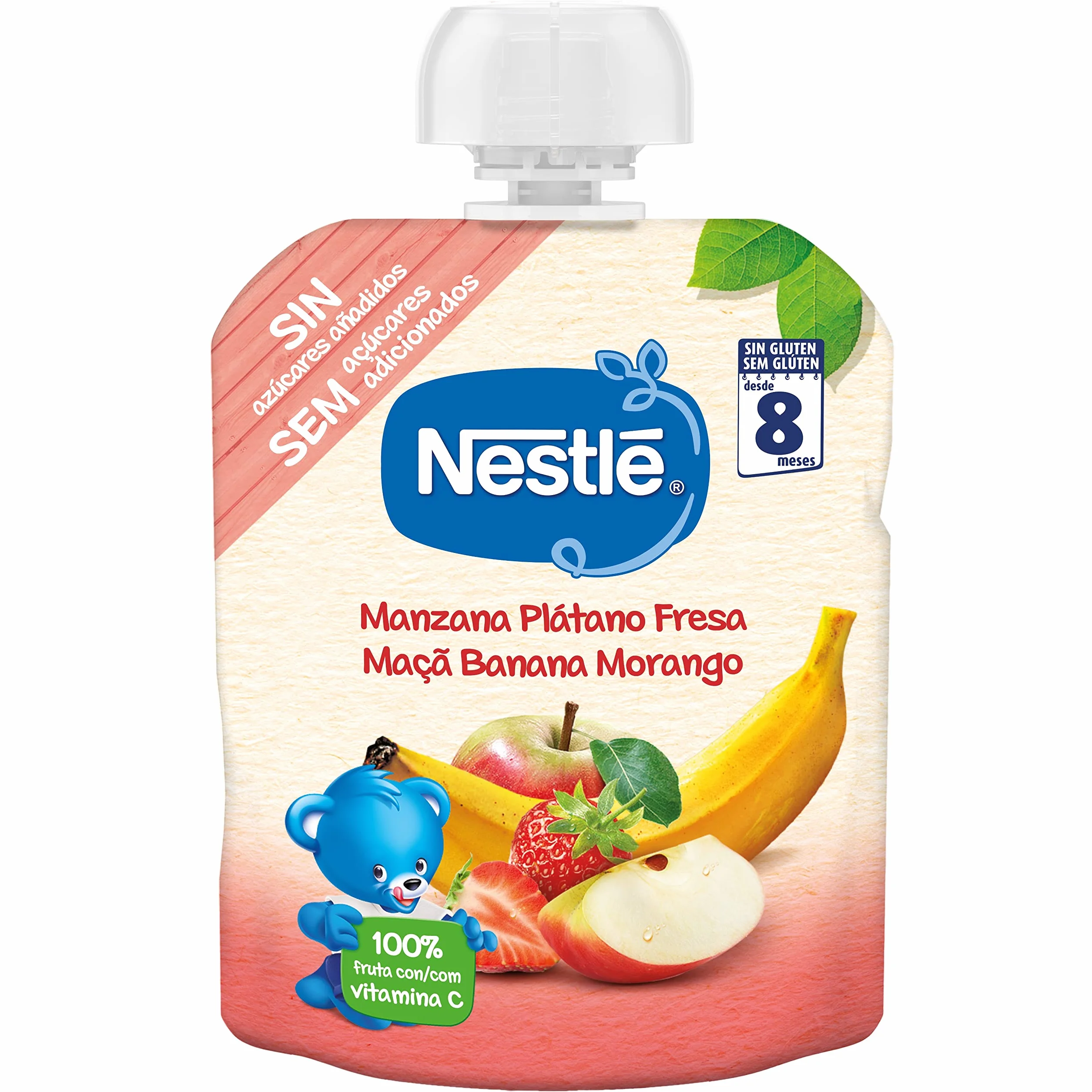 Nestlé Papillas Bolsita Puré Manzana, Plátano Y Fresa 90g Pack 16