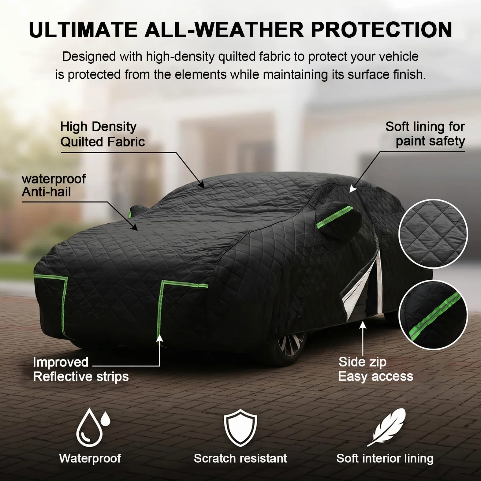 Funda Coche Antigranizo para Peugeot e-5008 (2024-2026) Espesado de 7 Capas, Forro Suave, Transpirable, Antiviento, Impermeable, Tejido Oxford, Anti-UV, 4 Estaciones