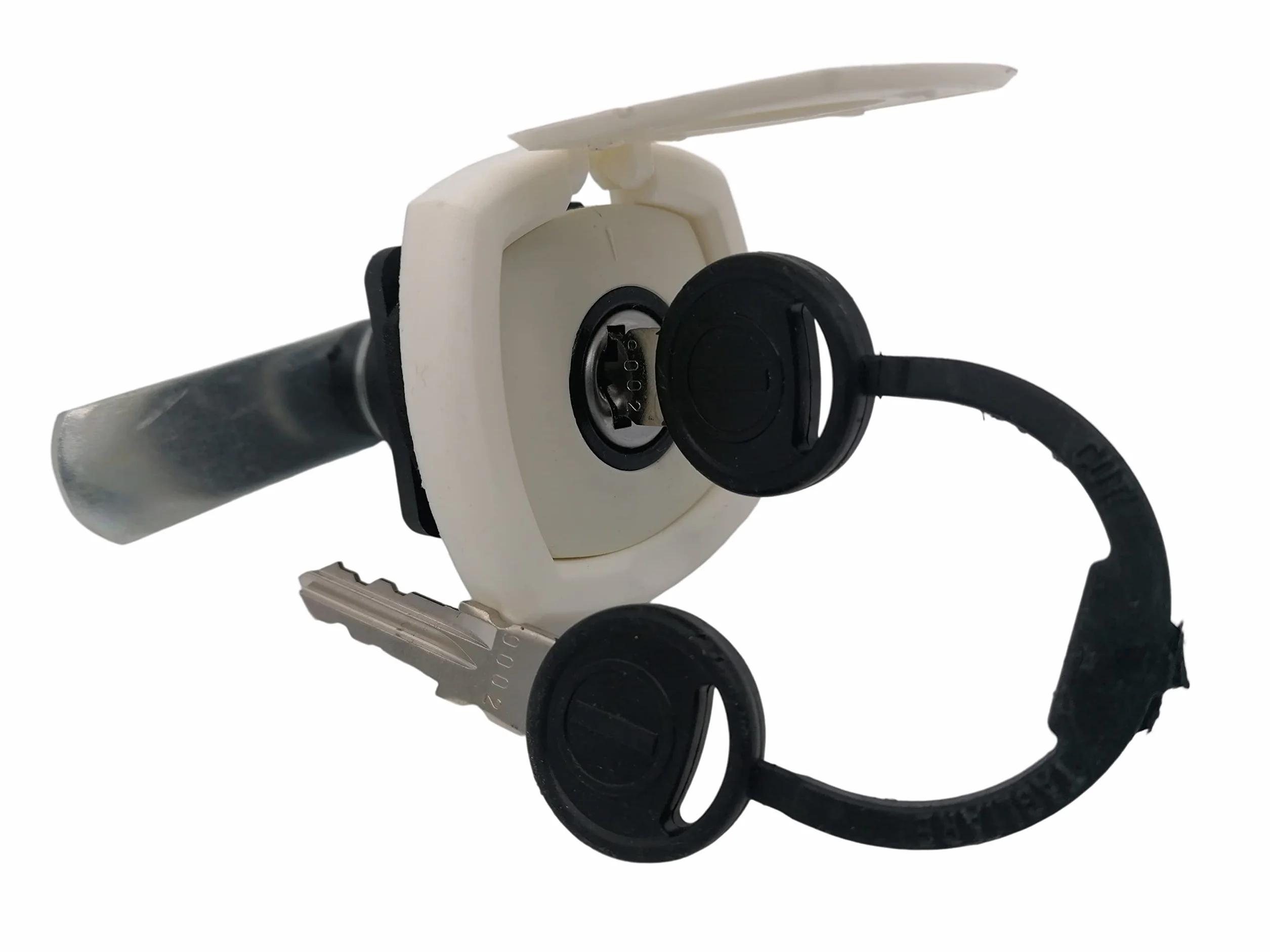 CR-MOESANCO® Cerradura Baúl Caravana con Tapa Protectora Blanca con 2 Llaves Para Maletero Gas Autocaravana