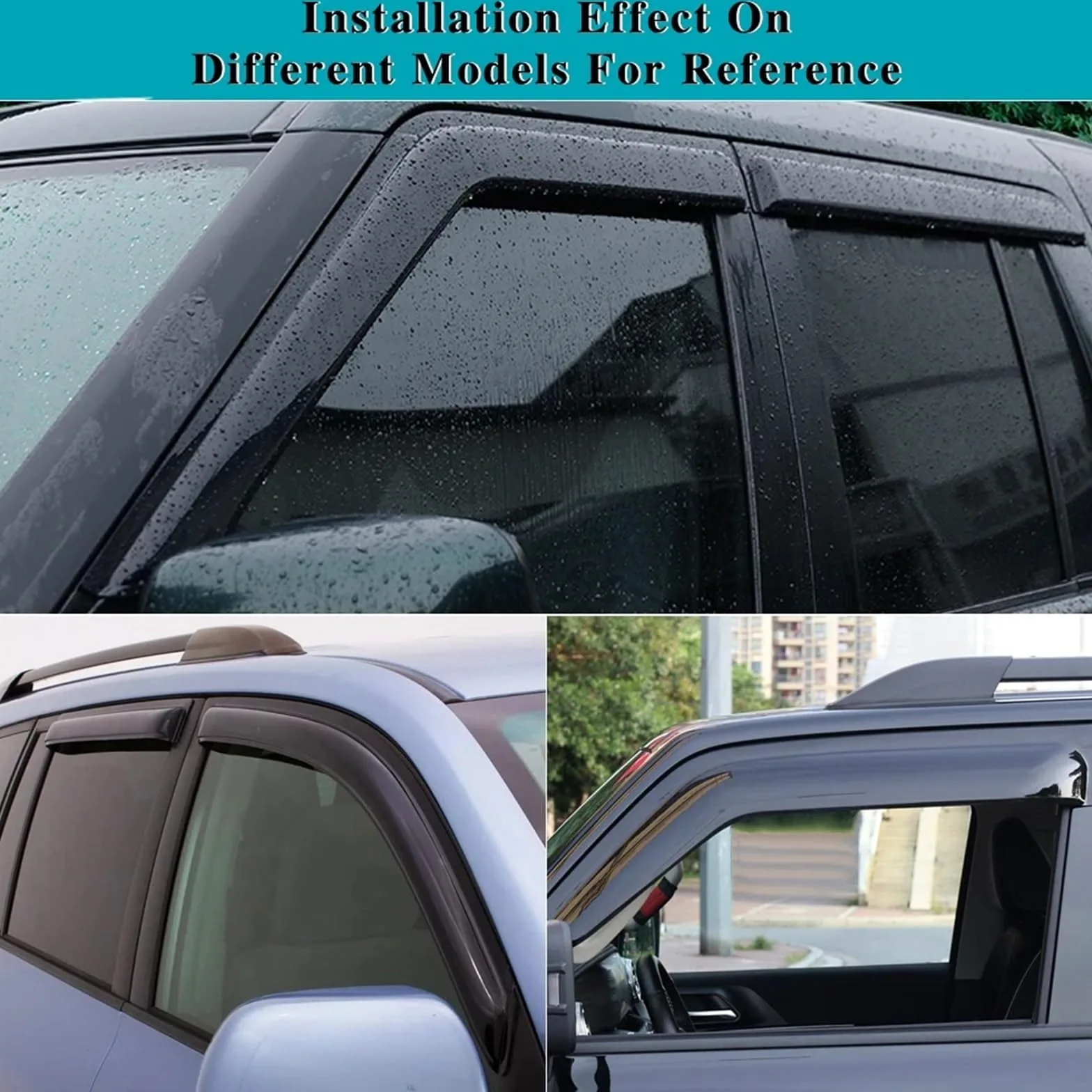 Coche Deflectores de aire Compatible con Mini para Cooper R50 R53 R55 R56 2002-2013 Visera lateral para ventana de coche, toldos de ventilación, refugios, protector contra la lluvia, Ventvisor ( Size