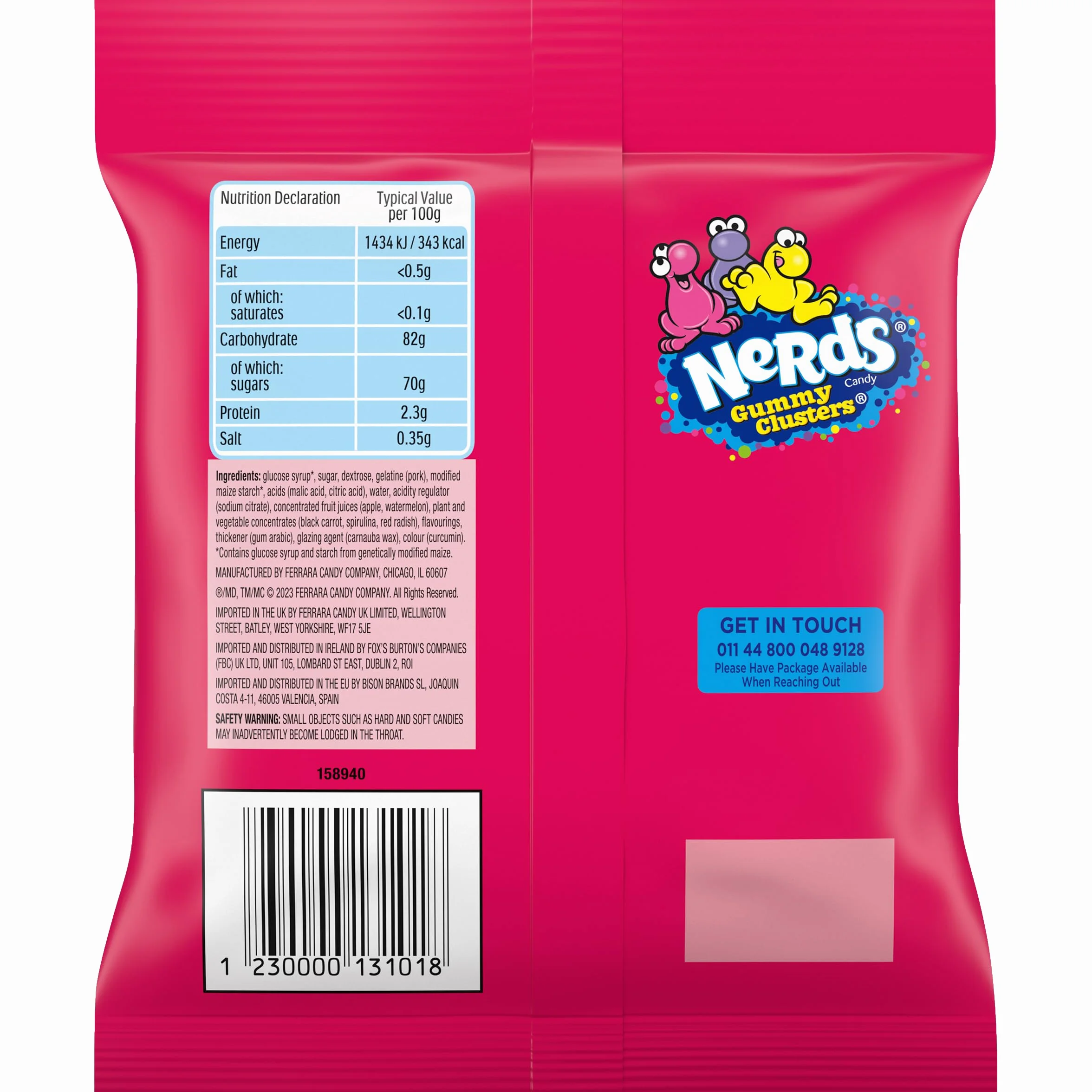 Nerds Gummy Clusters Fruits Peg Bag Caramelos con Texturas Múltiples Ácidos y Crujientes Centro Gomoso Pack de 10 Bolsas x 113 g