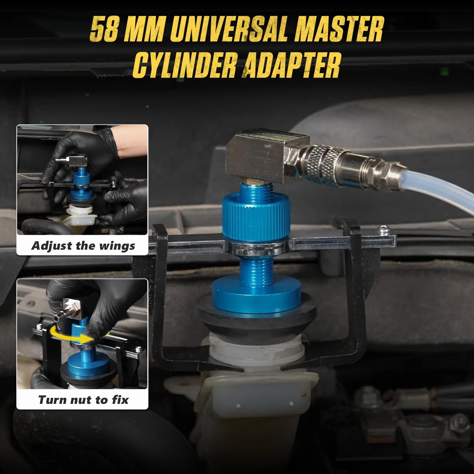 Adaptador Universal para depósito de líquido de Frenos 22-58 mm, 4 acoplamientos rápidos EU/US//Métrico/Japón para Buick, Cadillac, Chevrolet, Mazda, Honda, Toyota etc, Anillo de Sellado antifugas