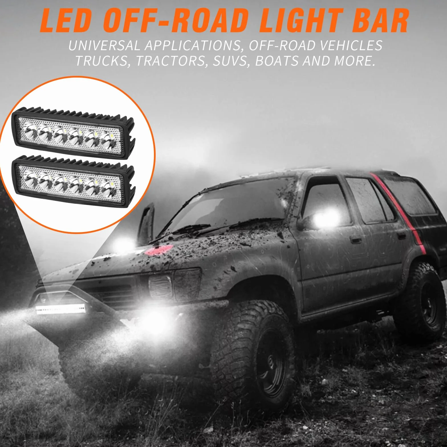 2 Piezas Focos Led Tractor 12V 18W, Faro Trabajo LED, Faros LED Tractor, Focos de Coche 6000K IP67 Impermeable para Coche Tractors Barcos ATV UTV SUV