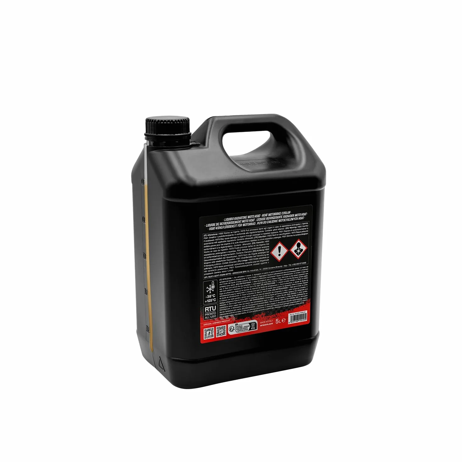 ERRECOM 1000 Miglia BKR 9203 Líquido Radiador Moto HOAT -38°C/+125°C, Anticongelante Listo para Usar Hybrid Oat, 5 litros – Amarillo