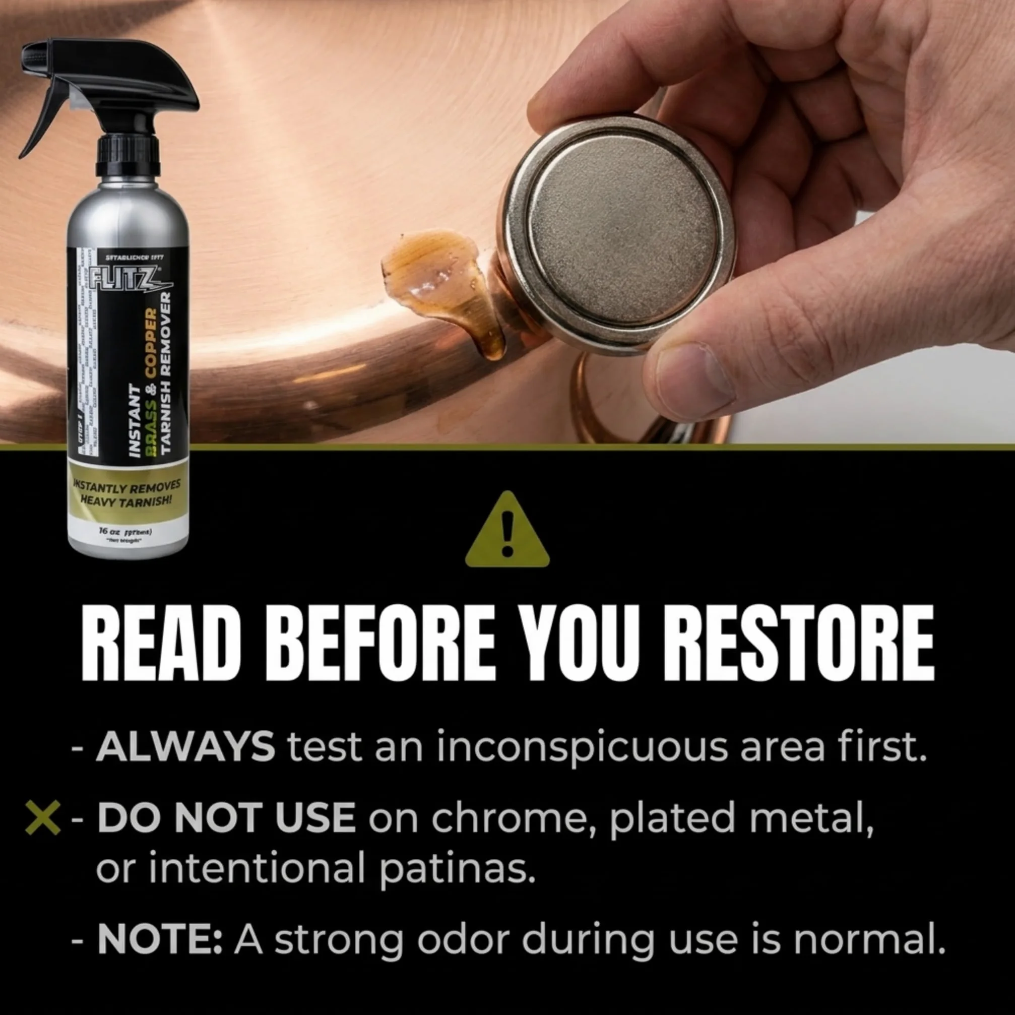 Flitz Instant Brass and Copper Tarnish Remover Spray Bottle