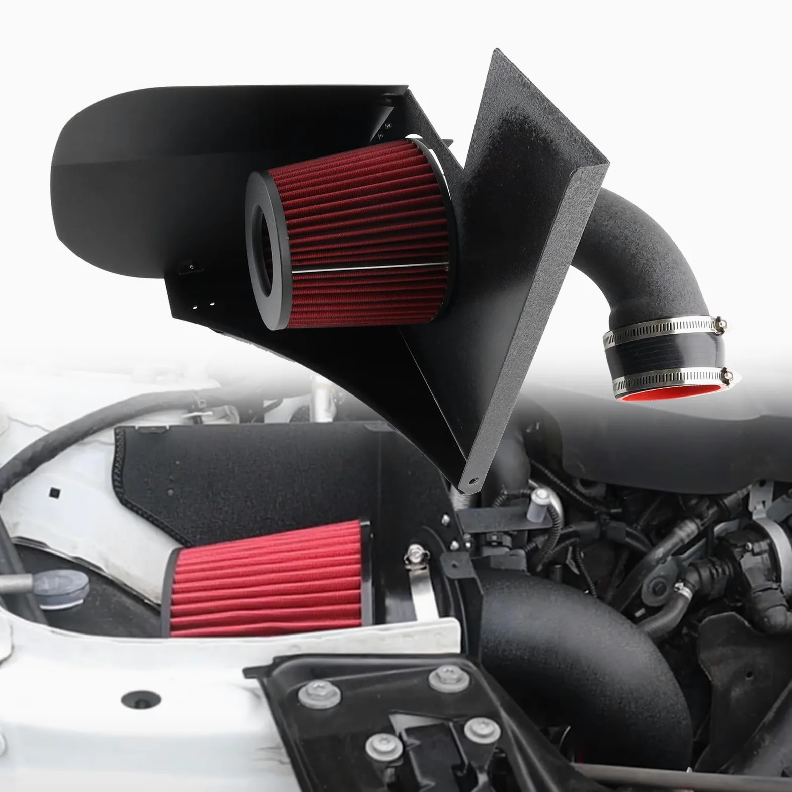Sistema De Admisión De Aire Frío, Compatible Con BMW B48 2,0T 2016-2018 120i 125i 220i 230i 320i 420i 430i F20 F21 F22 F23 F30 F31 F32 F33, Tubo De Aluminio Filtro Cónico Rojo Alto Flujo