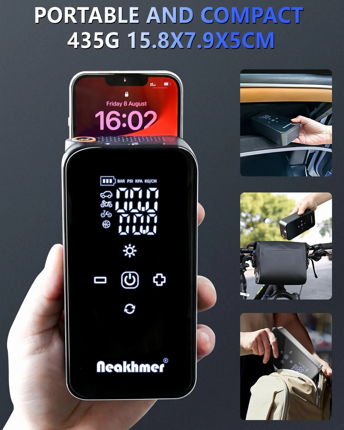 Mini Compresor Aire Portátil 150 PSI 6000 mAh 12V Inflador Eléctrico para Coche Bicicleta Motocicleta