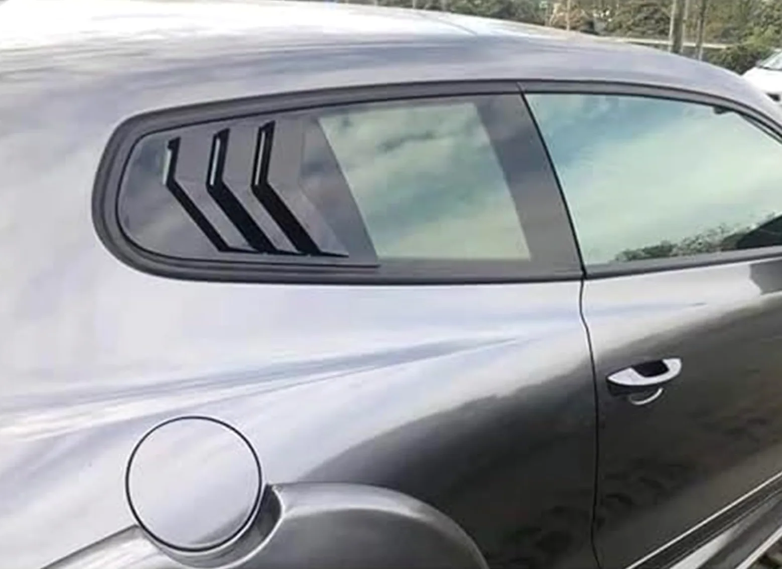 Protector de Cristal Trasero Rejilla de Ventana Trasera, Cubierta Obturador Lateral Coche, Pegatina embellecedora, Pala ventilación, para Volkswagen, para VW(Black Glossy Black)