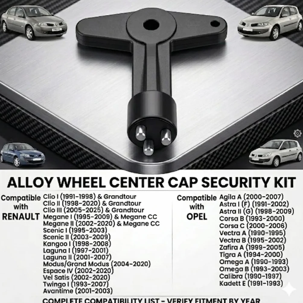 Twowinds - Llave Tapacubos Antirrobo 7700422600 Compatible con Renault Clio, Espace 4, Kangoo, Megane; Opel Astra, Corsa, Vectra - Llave de Extracción de Tornillos de Seguridad M8