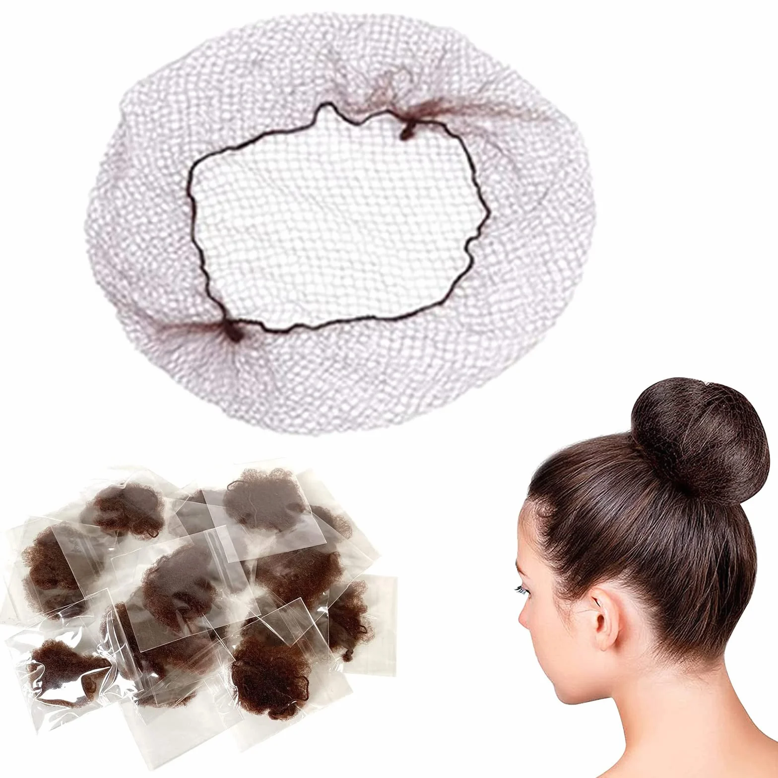Redecilla Pelo Invisible Nylon 25 pcs con Borde Elástico para Moño
