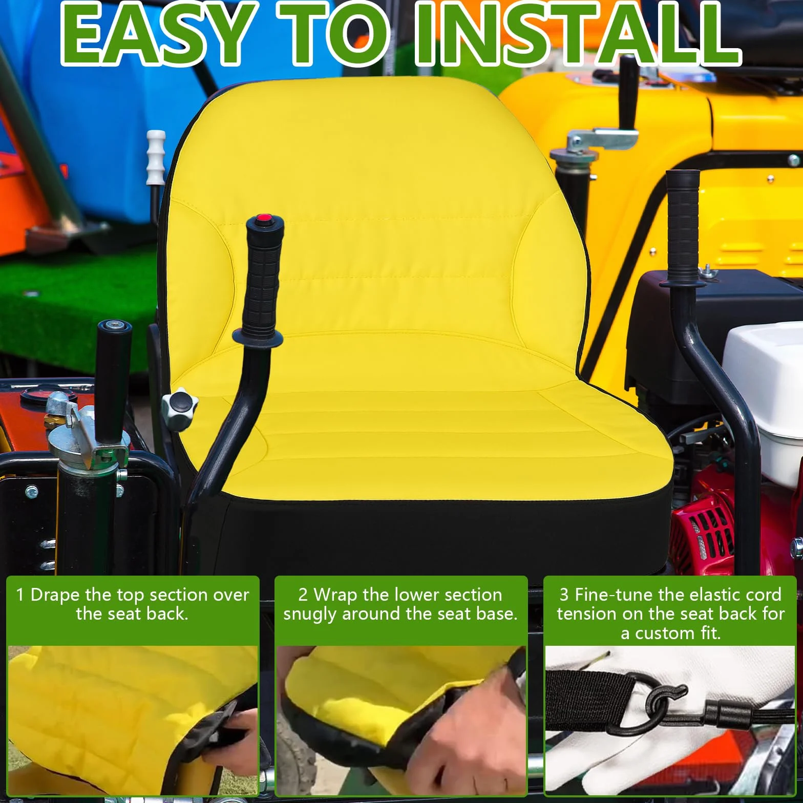 Funda de Asiento para cortacésped Tractor, Tela Oxford 300D, Funda LP68694 Compatible con John Deere Tractor & Gator 1025R 2025R, Resistente a la Intemperie hasta 45 × 12 cm