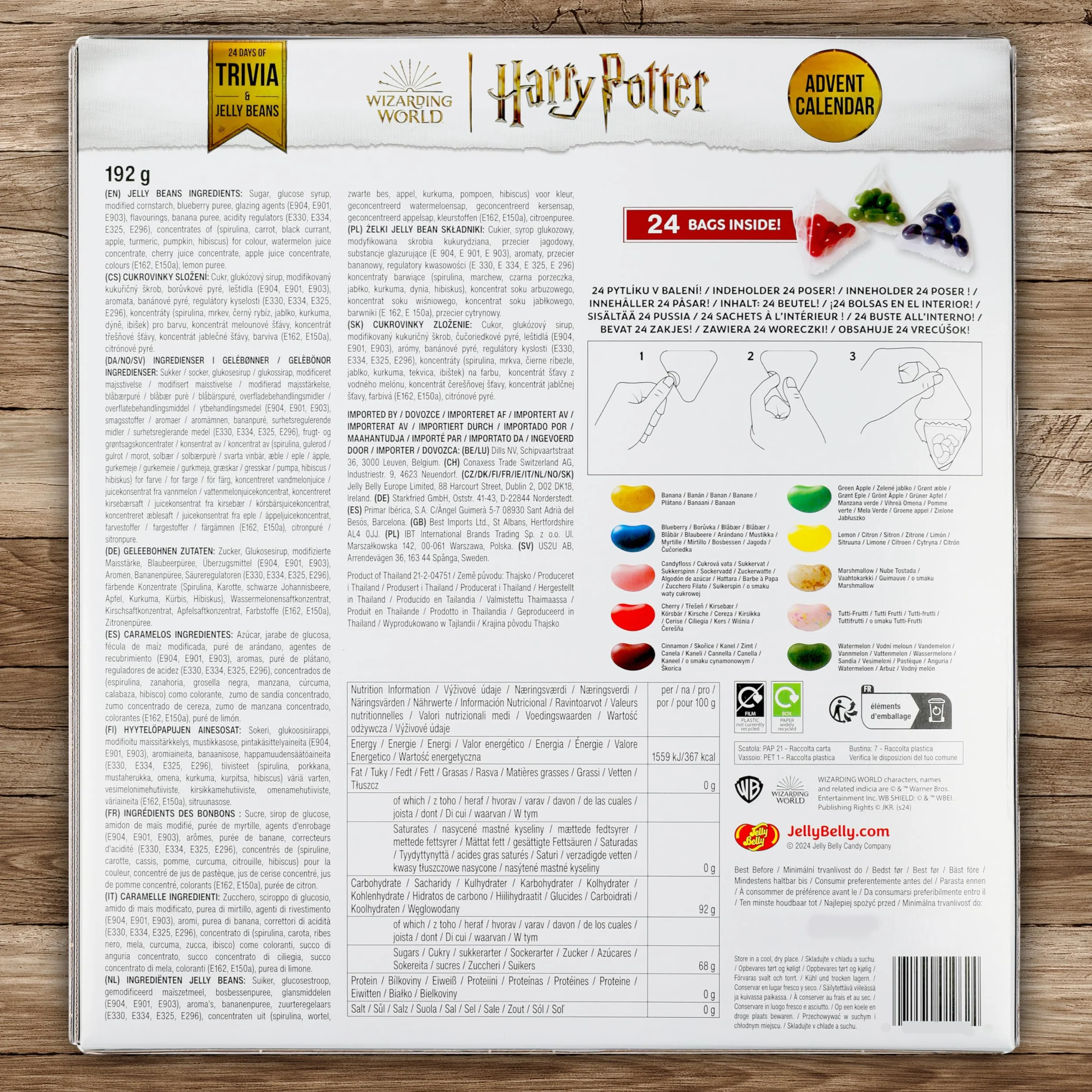 Calendario de Adviento Harry Potter 24 JellyBelly 192 g Edición Limitada