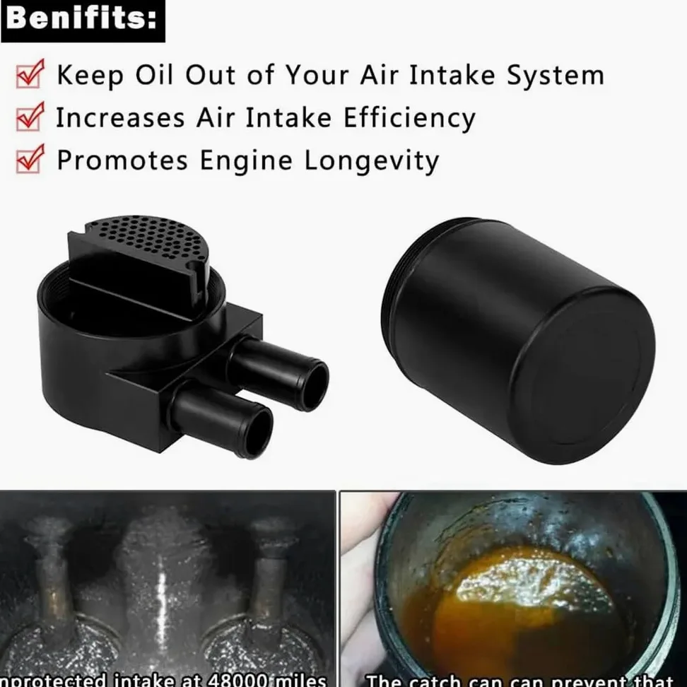 Kit de tanque de depósito de lata de captura de aceite con manguera de radiador de silicona, Compatible con Bmw N20/N26 (negro) depósito de dirección asistida