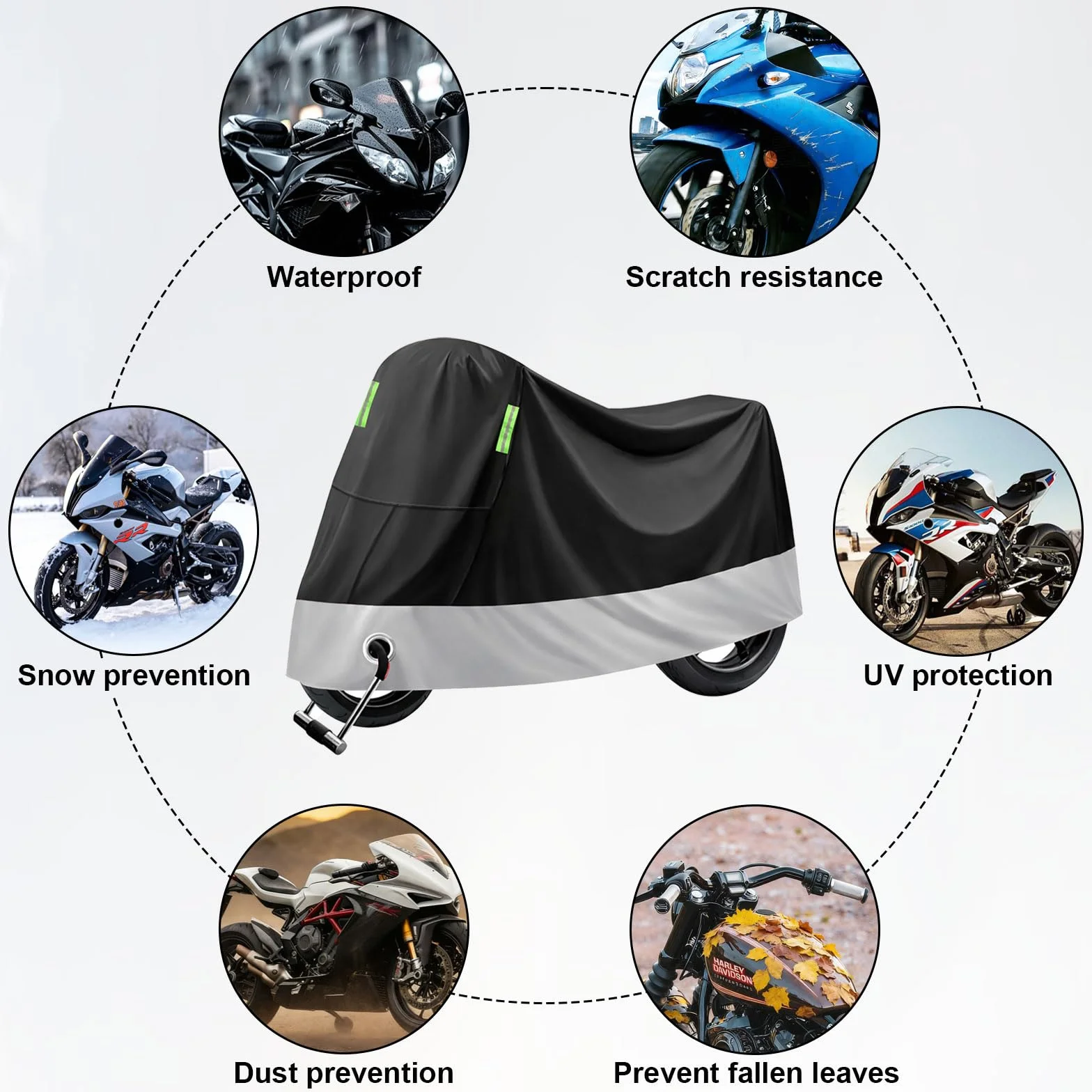 Funda Moto Impermeable,Funda para Moto Exterior,Cubierta de la Motocicleta para Cubre Scooter Motocicleta Calle Scambler Enduro(245x105x125cm)
