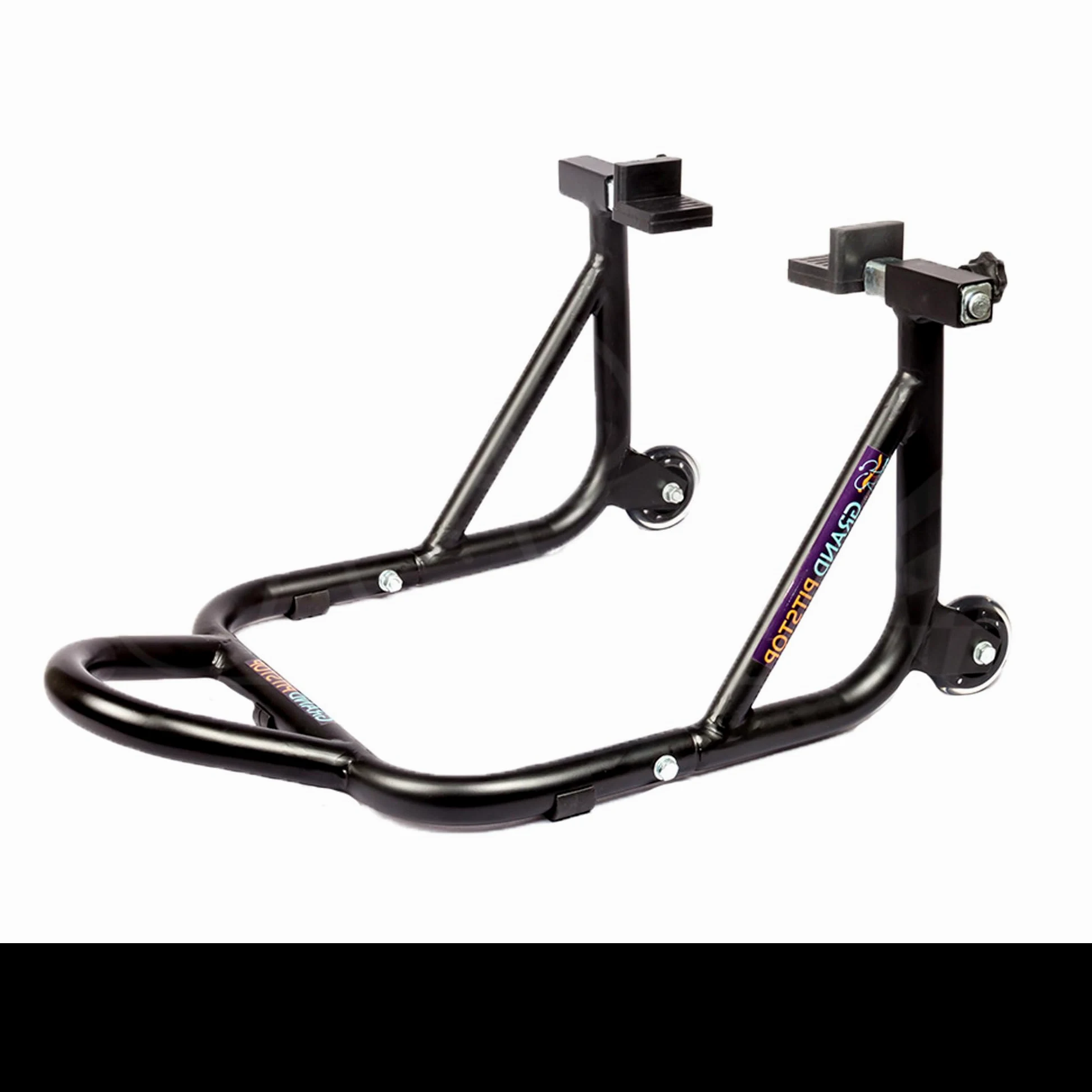 GRAND PITSTOP Motorcycle Stand, Paddock Lift Stand for Rear Wheel with Fork & Swingarm Spool,Weight capicity 990Lbs & 450 Kg's, Dismantable Stand, for Yamaha Honda Kawasaki Suzuki Motorcycles, Black