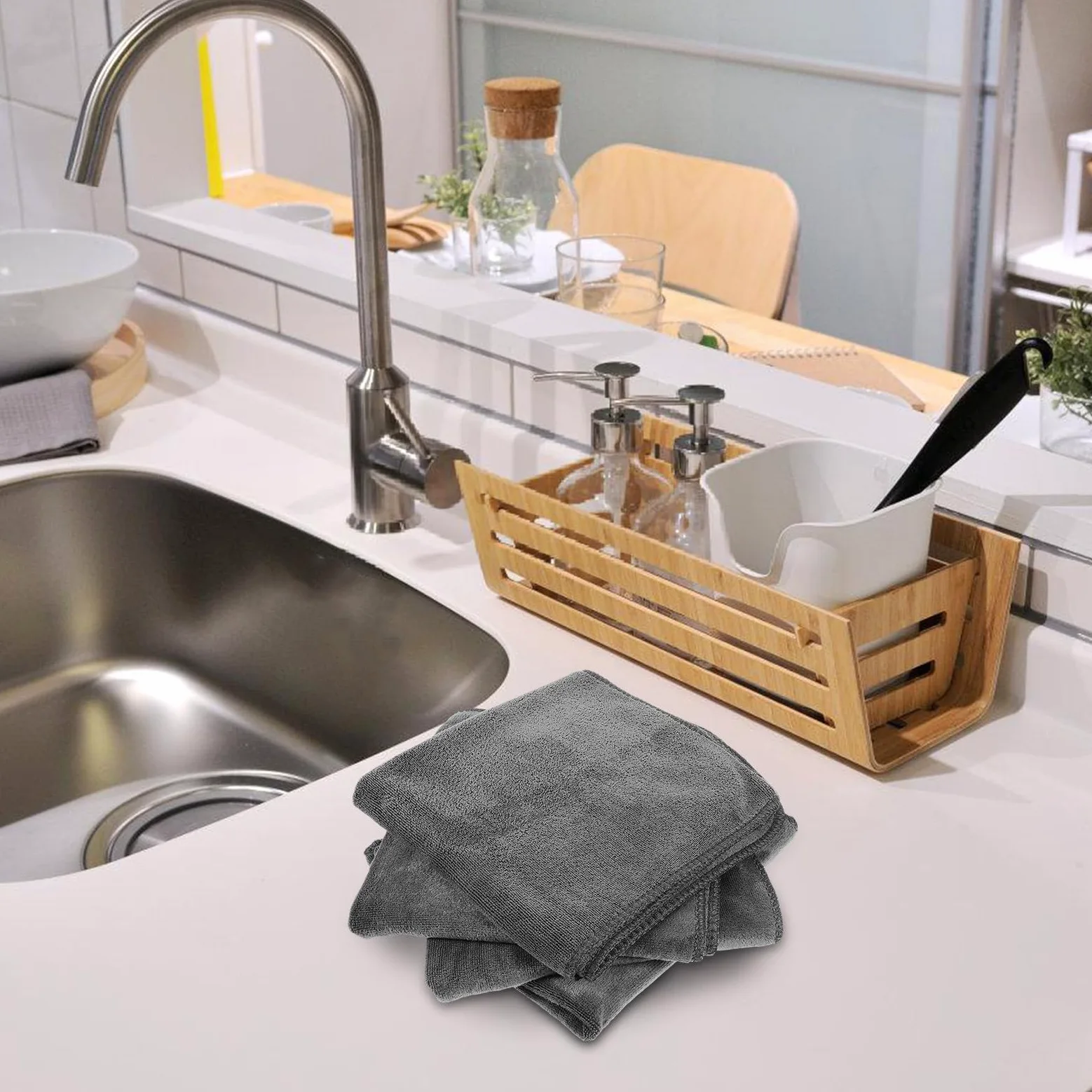 Artibetter Paños de Microfibra Fuerte Absorción 12 Absorbentes y Reutilizables sin Dañar la Pintura para Limpieza del Coche y Cocina