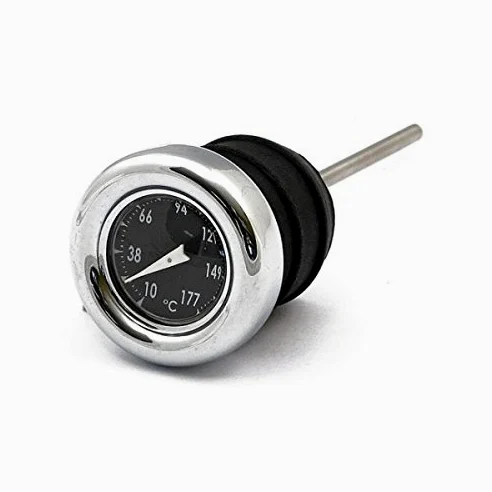 Custom Chrome Tapón de nivel de aceite y termómetro negro para compatible con Harley Davidson Softail 84-99 y Sportster 82-03
