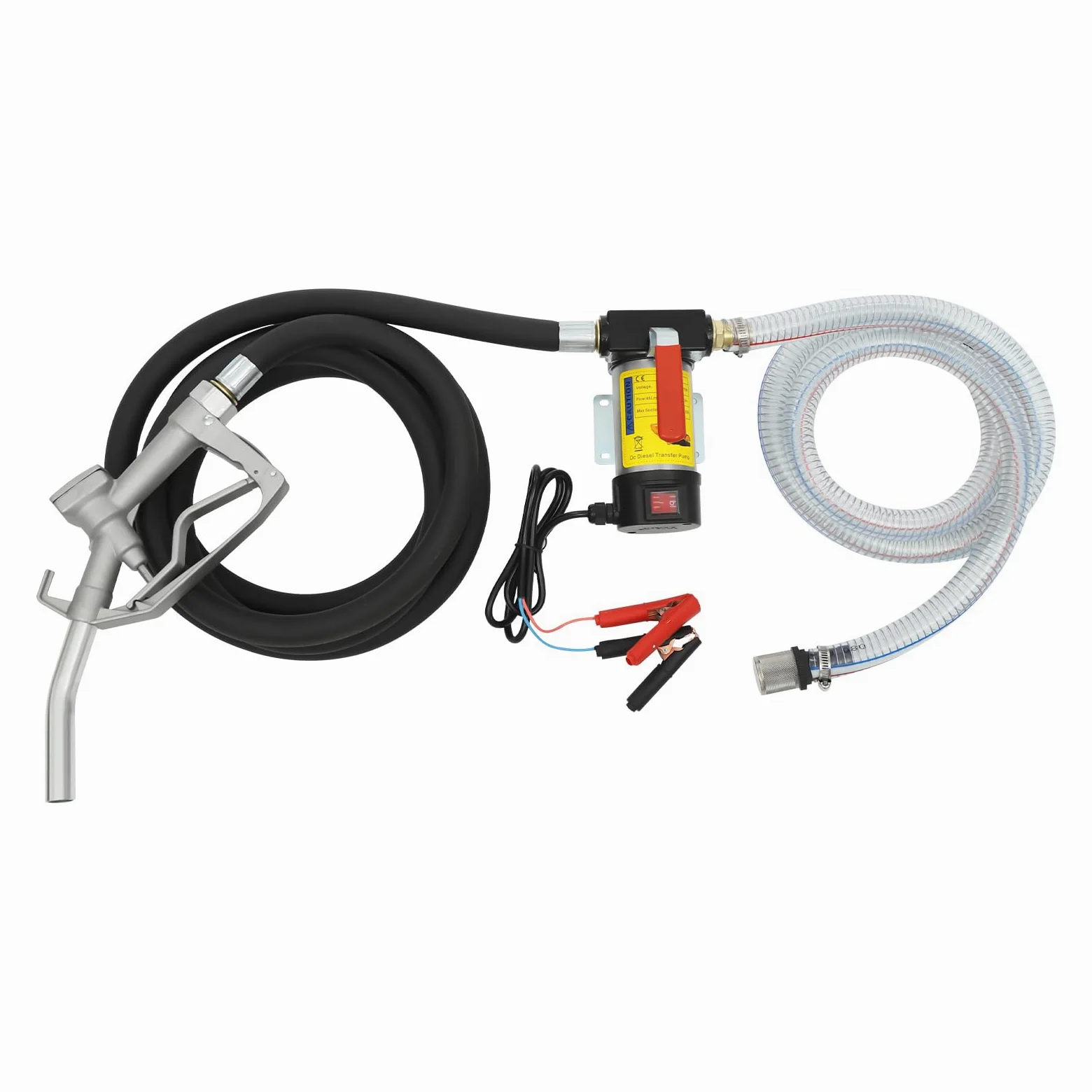 45 l/9,9 gal Kit de bomba de aspiración diésel de 12 V con boquillas y mangueras para transferencia de diésel, bomba diésel autocebante DC con una potencia máxima de 200 W