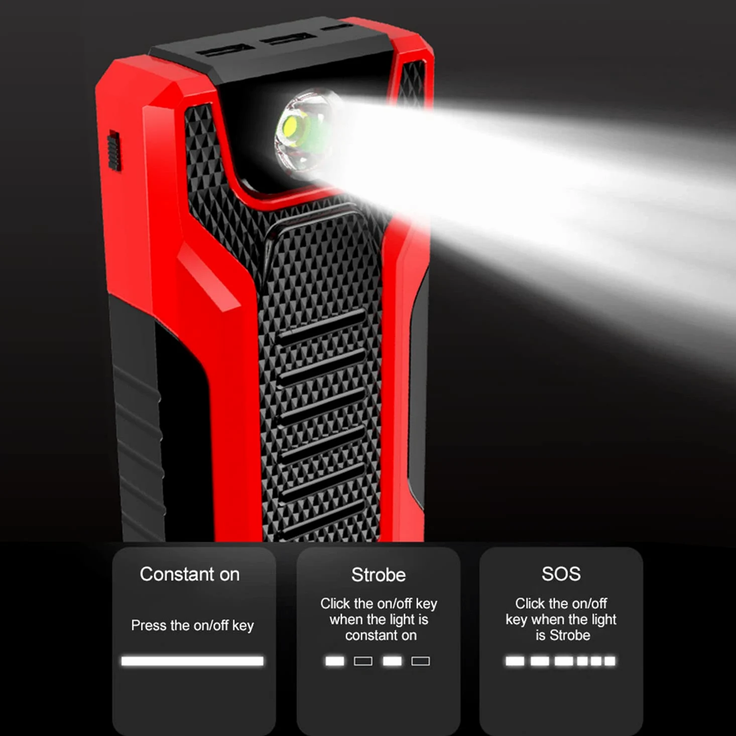 Arrancador de batería de Coche, 1000 A, 28 000 mAh, portátil, 12 V, para Motores de Gasolina de hasta 6 L y diésel de 4 L, con Pinzas Inteligentes.