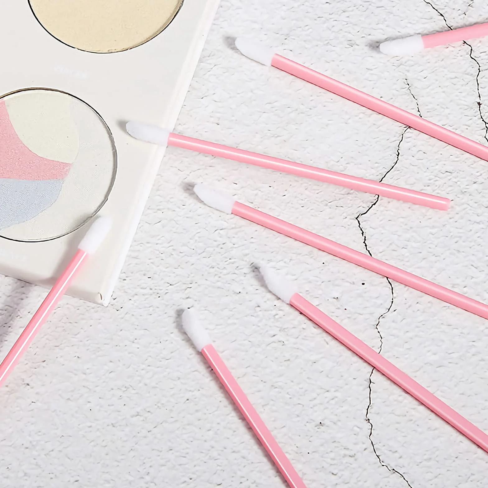VEGCOO 300PCS Cepillos Desechables para Labios y Cejas (Rosa)