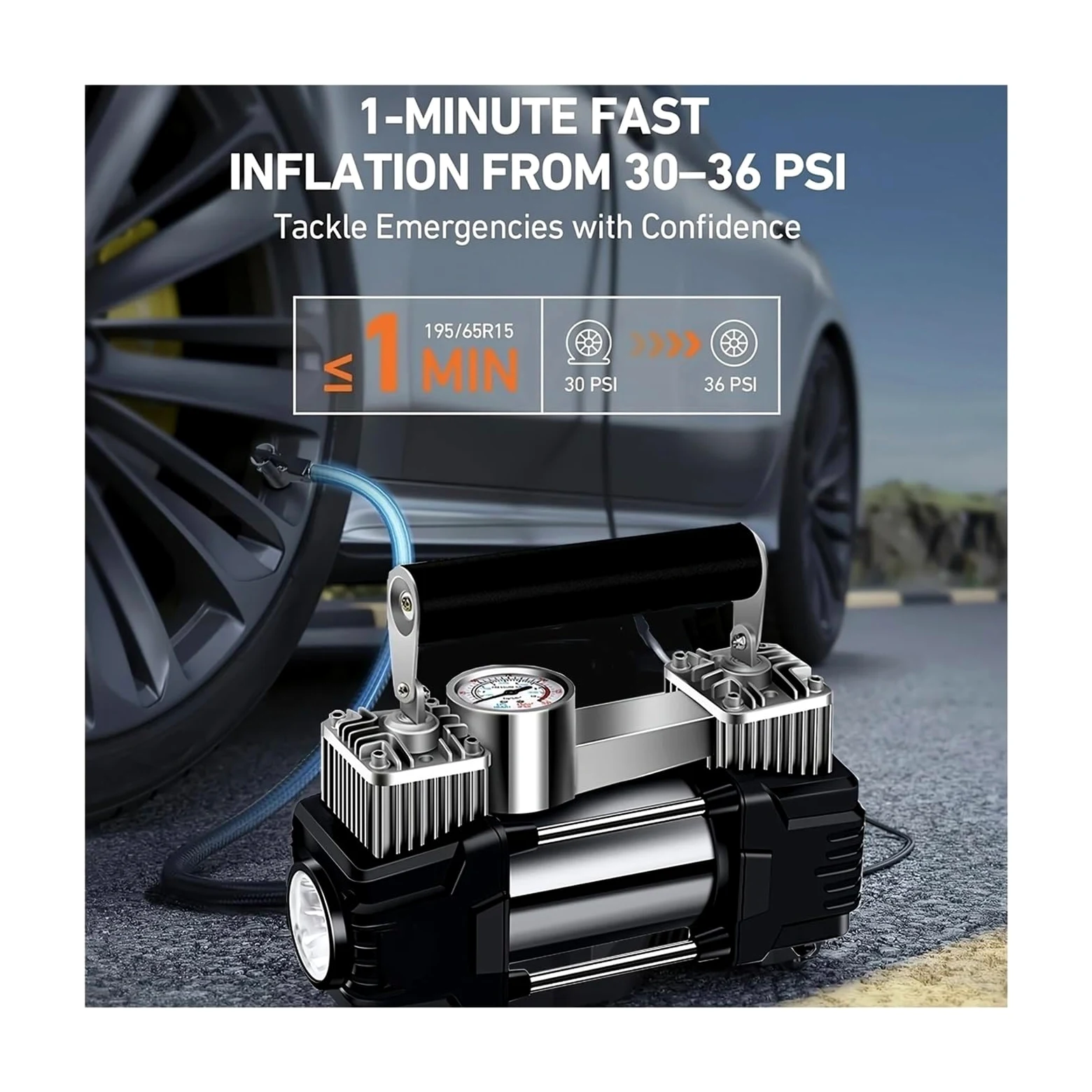Bomba de Aire para Coche, Inflador De Neumáticos, Bomba Aire para Coche 150 PSI, Compresor 12V para Coches, Motocicletas, Bicicletas, Relleno Bolas para Motos