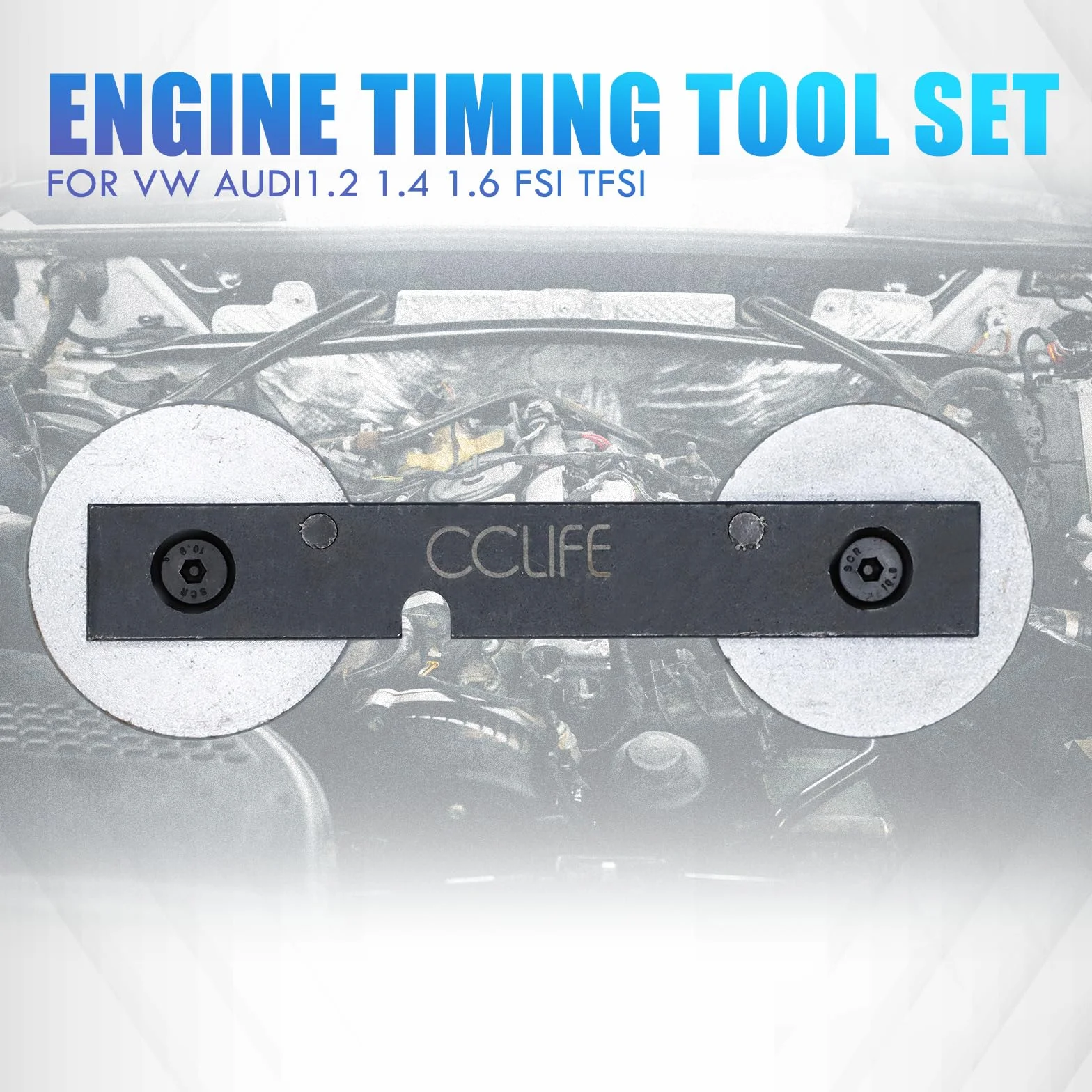 CCLIFE Kit de Herramienta de Cambio Cadena de Distribución Compatible con VAG Audi Seat Skoda 1.2 1.4 1.6 FSI TFSI, con Soporte para Comparador de Cuadrante