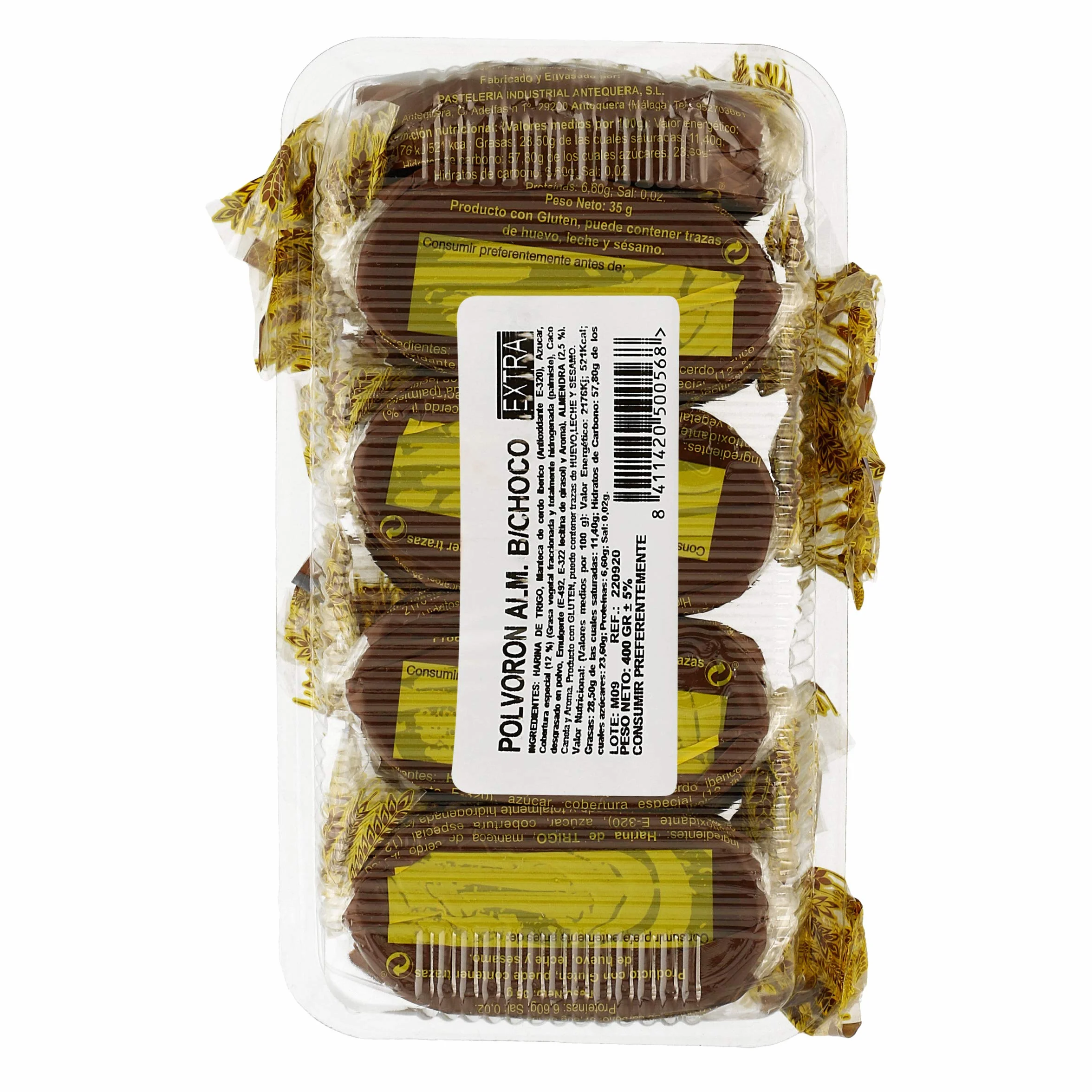 Polvorón de Almendra Bañado en Chocolate LOS PRIMITIVOS AGUILERA 400 gr