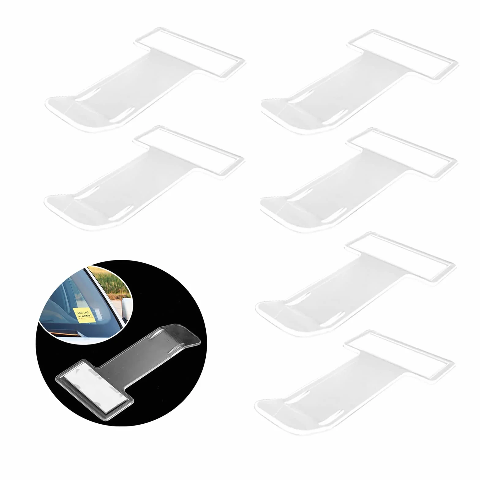 6 Pcs Soporte para tique de Aparcamiento, Clip para boletos Autoadhesivo para Permiso de Parabrisas de estacionamiento,Pinza Transparente Ticket Coche Soporte para Camiones y caravanas