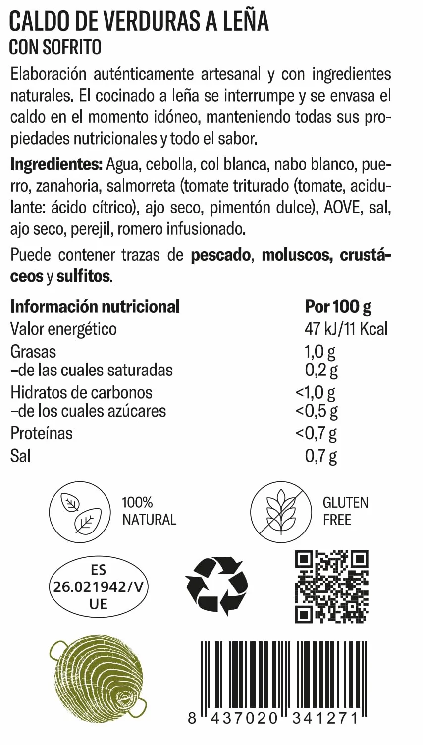 Caldo de Verduras Vegano 100% Natural Cocinado a Leña Pack 3 Litros