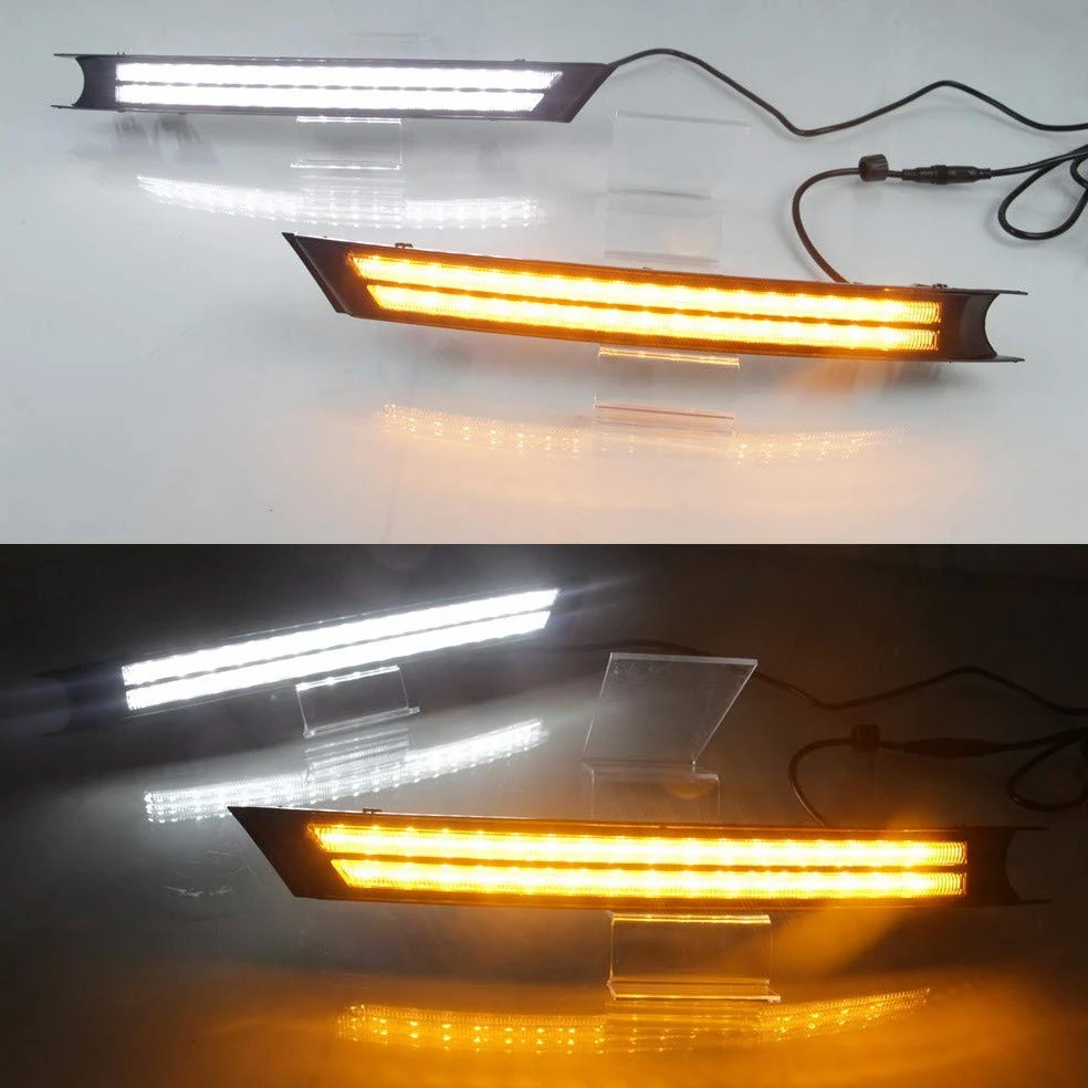 Luces diurnas LED DRL para compatible for Mazda CX-5 CX-8 2017-2021, LED parachoques delantero DRL + amarillo Streamer luces de señalización