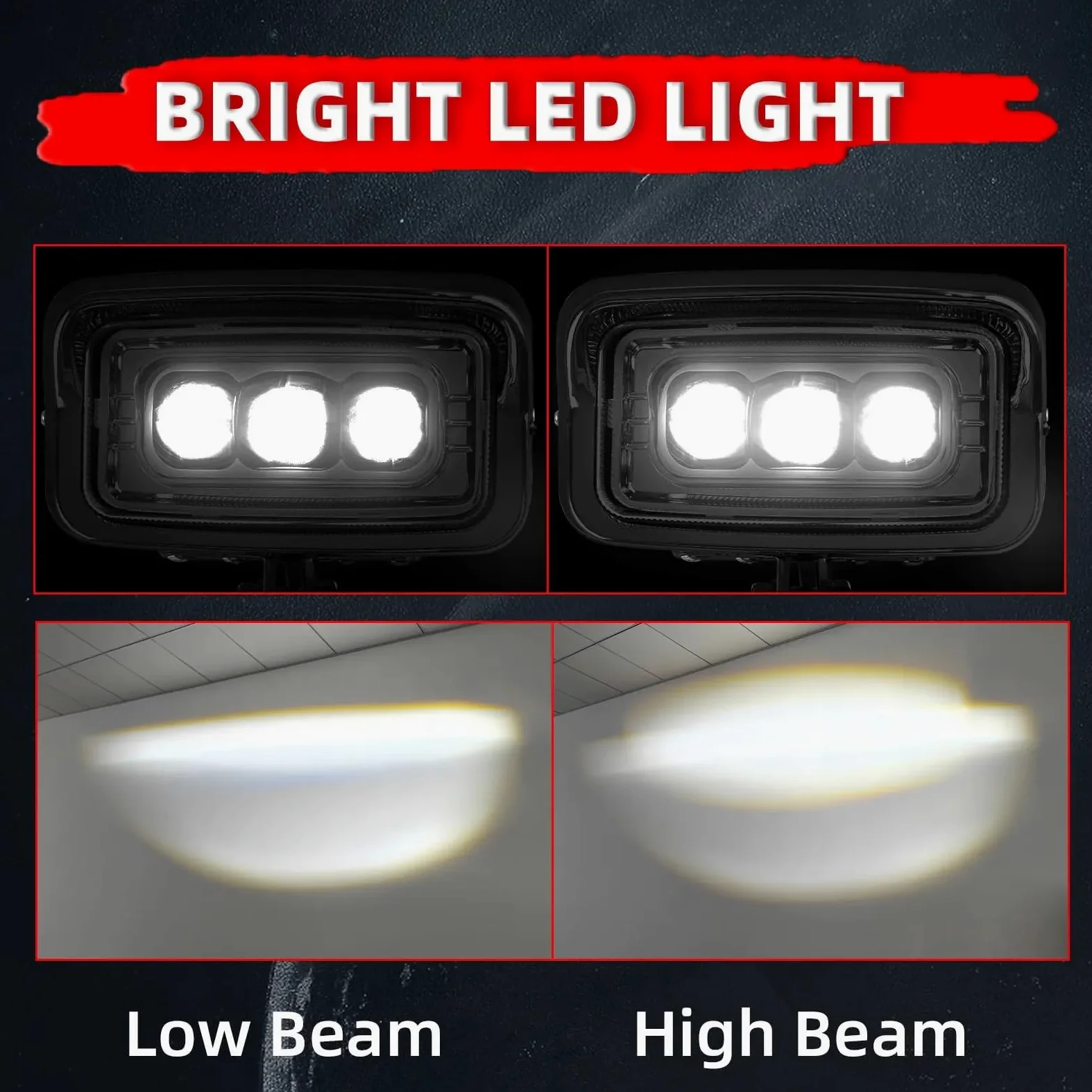 Faro Delantero Moto para Touring, para Cafe, para Racer, CPara Hopper, para Bobber, Motocicleta, Luz LED Cuadrada, Rectangular, Conexión De Faro Doble(Connecting Bracket)