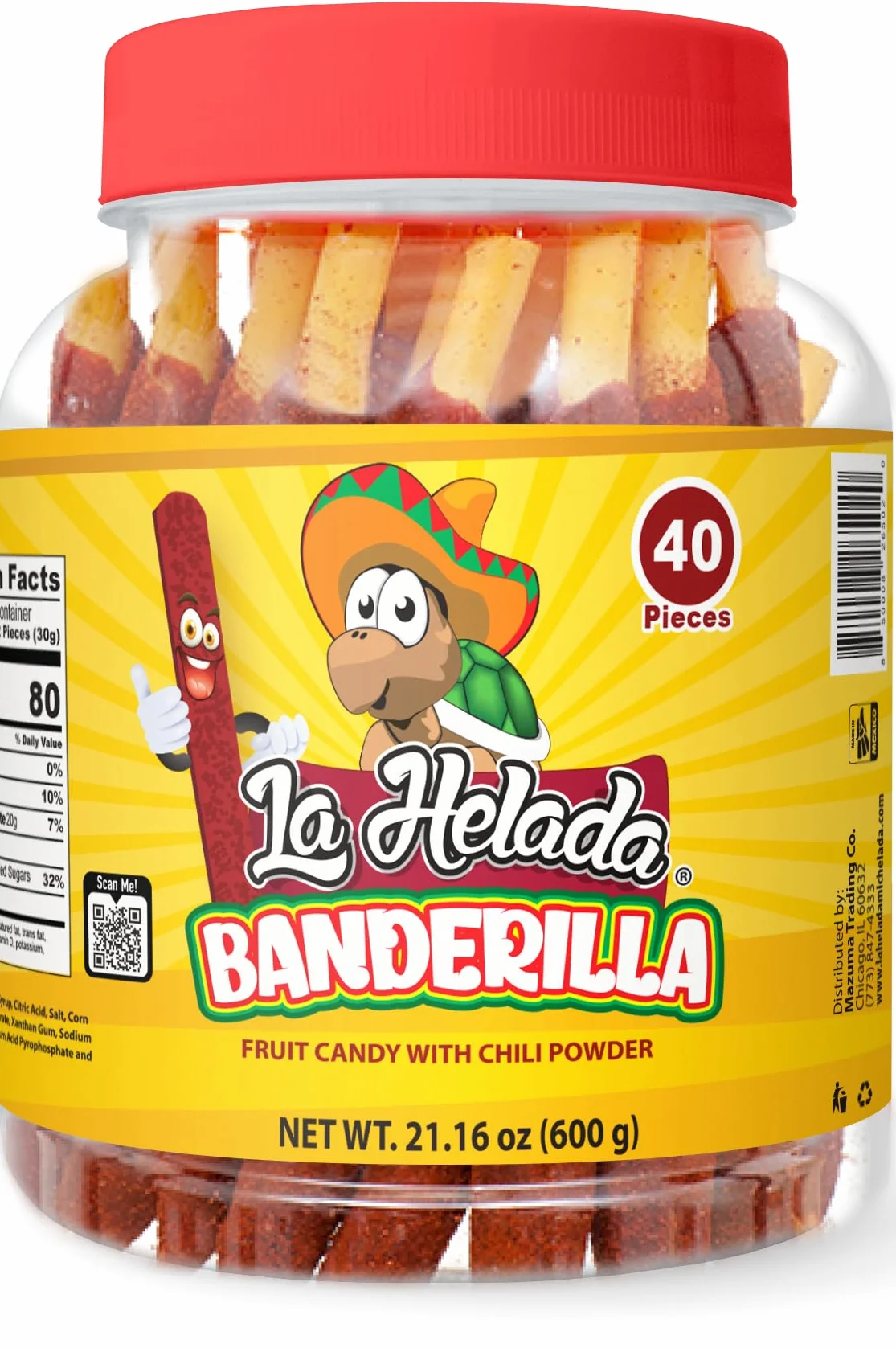 La Helada Banderilla Tamarindo Caramelo de Pajita 40 unidades
