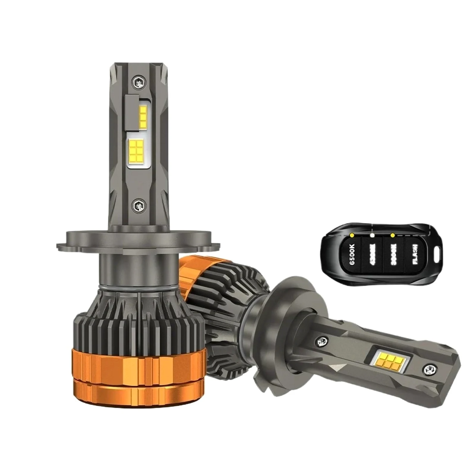 Bombilla para coche Faros LED H4 de 2800W con H1 H7 H11 9005 9006 9012 6500K 4300K ​​3000K control remoto tricolor Bombilla LED(9012(HIR2))