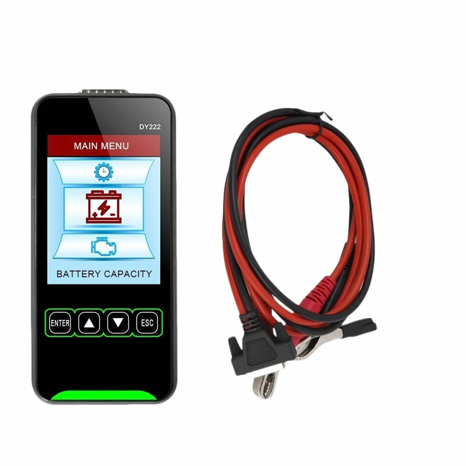 Comprobador de baterias de Coche DY222 12V / 24V Tester de Carga de la batería de automóviles Multifuncional Batería Salud de Salud Sistema de batería automotriz Sistema de batería Accesorios