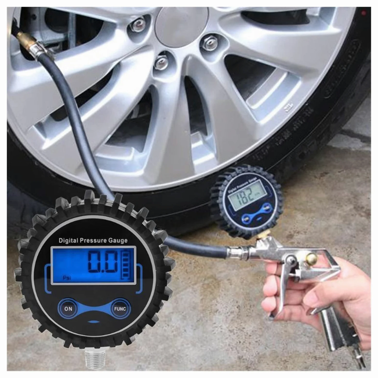 Medidor de presión de neumáticos Digital de 0-200 PSI, medidor PSI de Aire para Coche, probador de presión de neumáticos 1/8 NPT