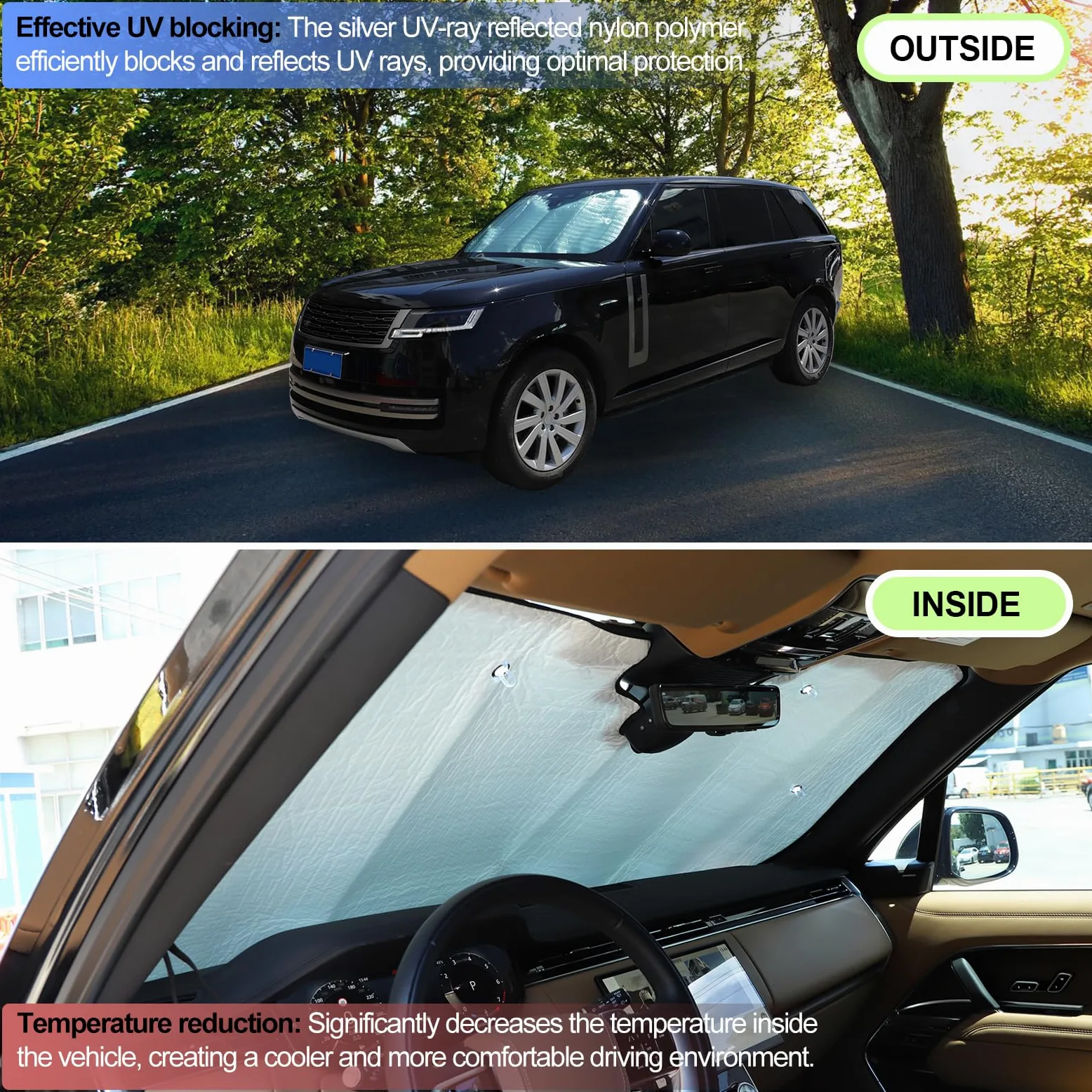 Parasol para Parabrisas Delantero de Coche para Range Rover 2023-2024, Parasol para Ventana Delantera, Visera Reflectante Plegable, Cubierta de protección contra Rayos UV, Protector térmico