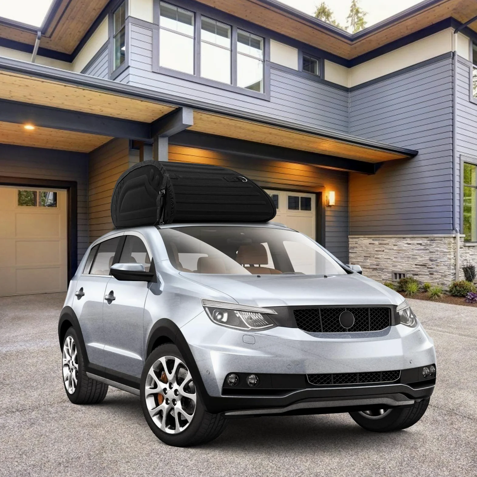 RELAX4LIFE Cofre Techo Coche Plegable 400L con 4 Correas Seguras y 4 Asas Robustas, Baul Coche Techo Impermeable con Bolsa Portaequipajes para Jeeps, Todoterrenos con/sin Portaequipajes, Negro