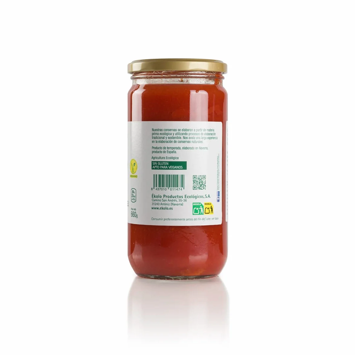 Ekolo Tomate Triturado Ecológico 6 Tarros 660 G 3960 ml