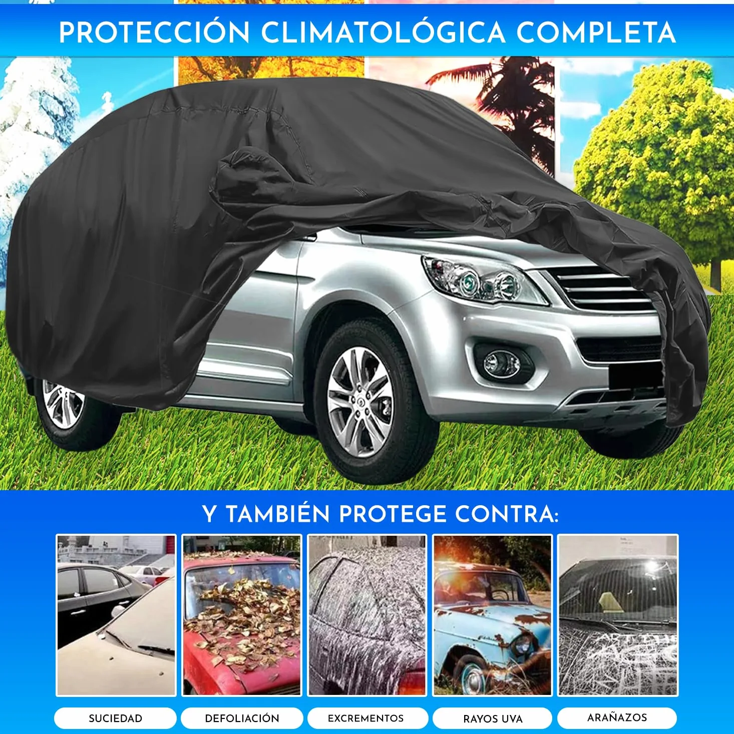 Funda Coche SUV Valida para Todo Tipo de SUV 4x4 todoterrenos Furgonetas monovolumen Familiares Material PEVA
