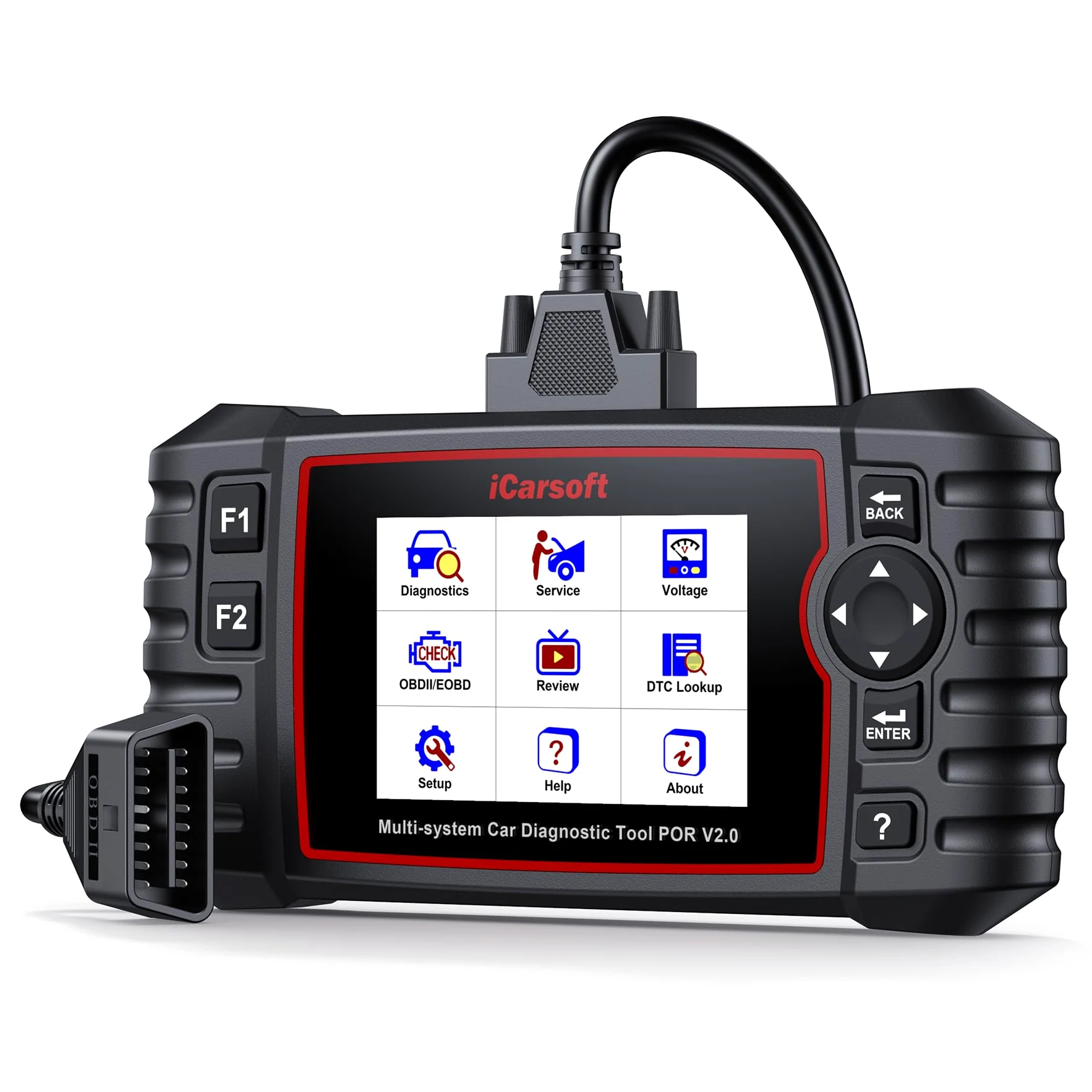 iCarsoft por V2.0 OBD2 Máquina Diagnosis Coche para Porsche/Cayenne/Macan, Escáner de Todo el Sistema, Detector Fallos Coche con 9 Funciones Reinicio, Prueba de Batería, Actualización de por Vida