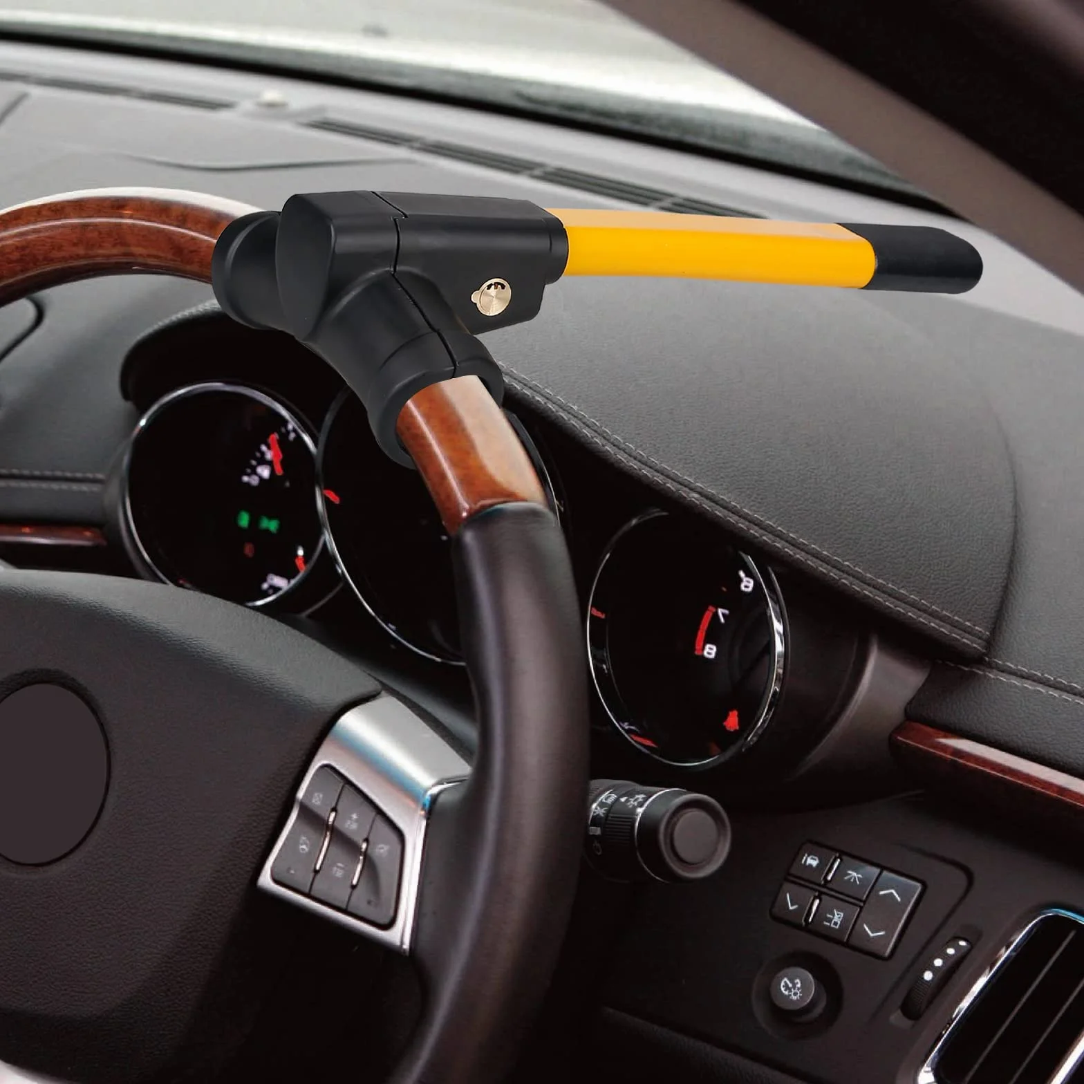 Bastón antirrobo para coche, antirrobo para volante, coche, bloqueo de volante, barra universal, cerradura de volante, dispositivo de bloqueo, 2 llaves